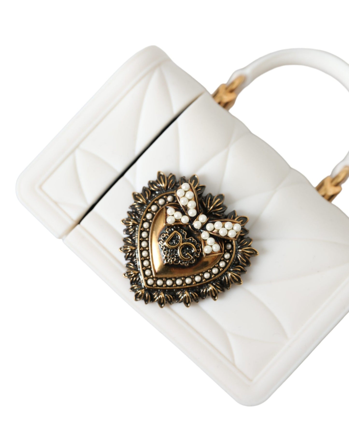 Dolce & Gabbana White Silicone Devotion Heart Cover Hand Bag Airpod Case - KALAJ