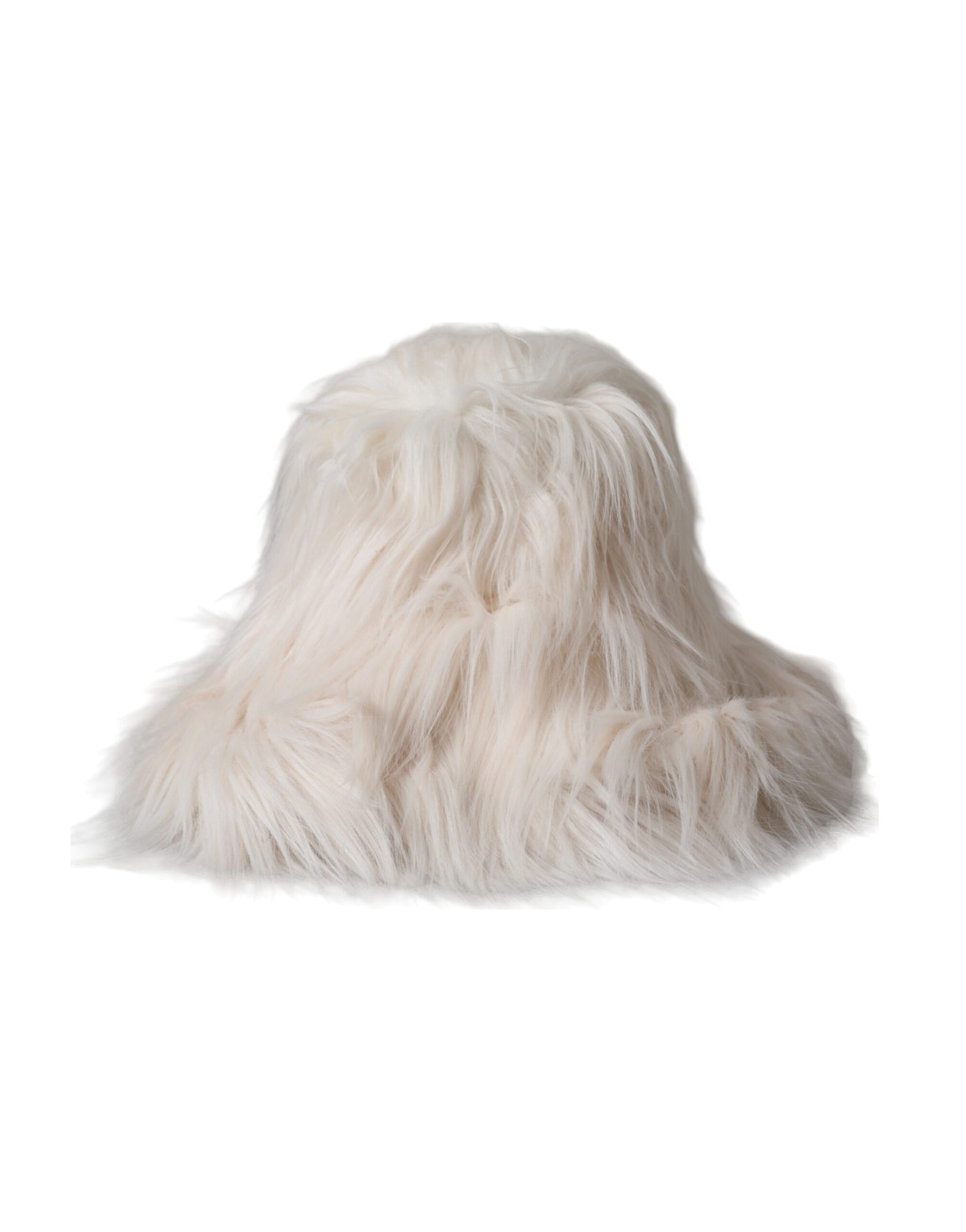 Dolce & Gabbana Off White Acrylic Fur Womens Bucket Hat - KALAJ