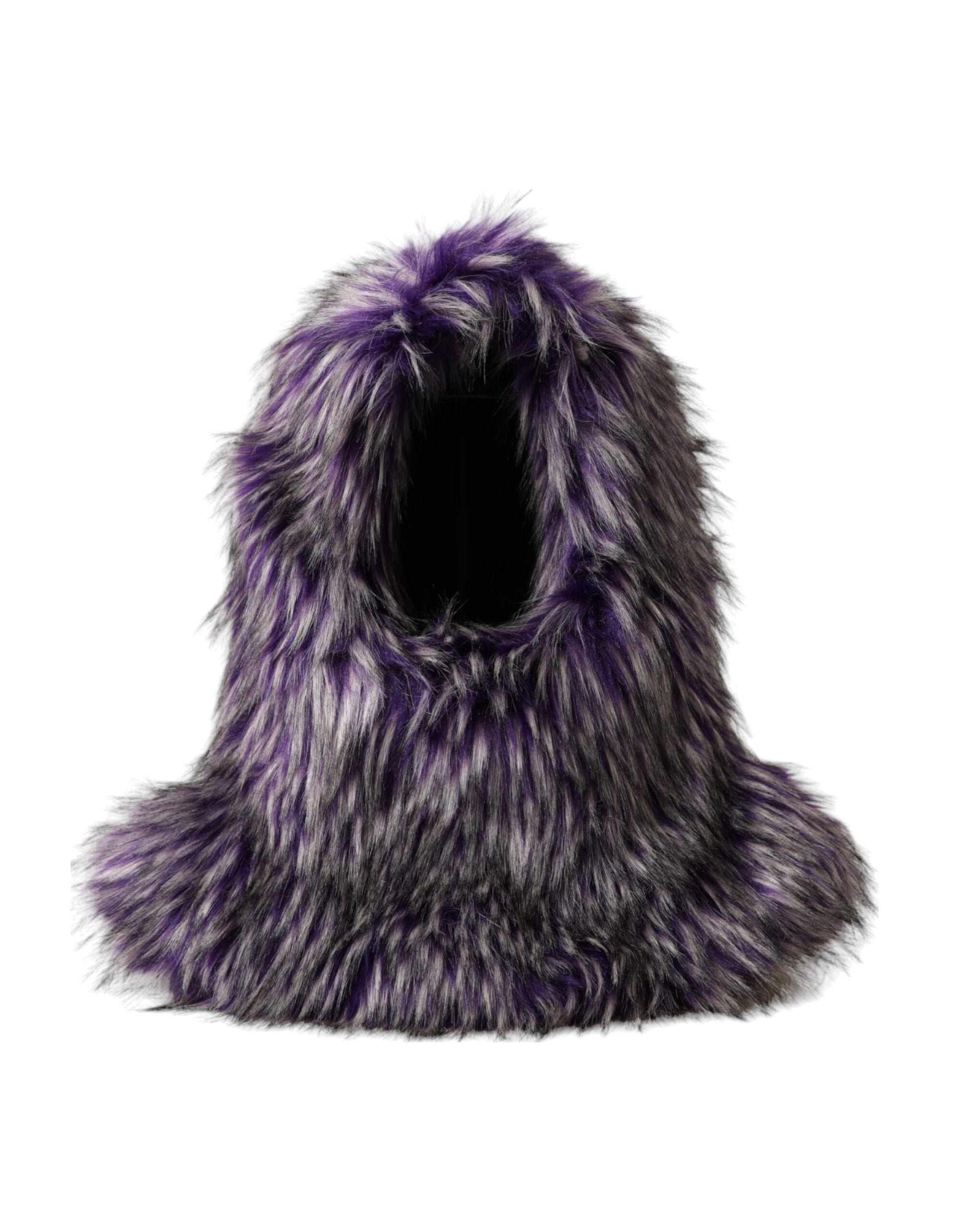 Dolce & Gabbana Purple Faux Fur Whole Head Wrap Hat - KALAJ