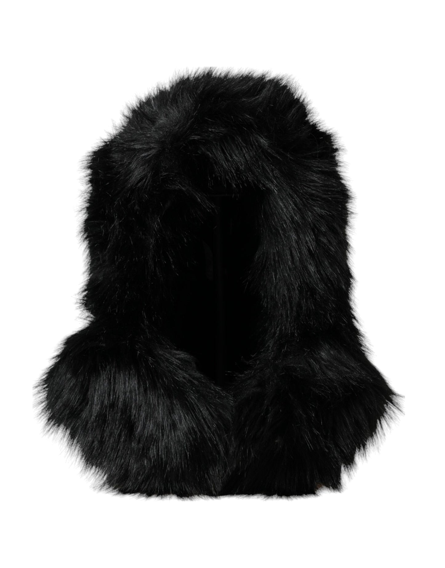 Dolce & Gabbana Black Faux Fur Whole Head Wrap Hat - KALAJ