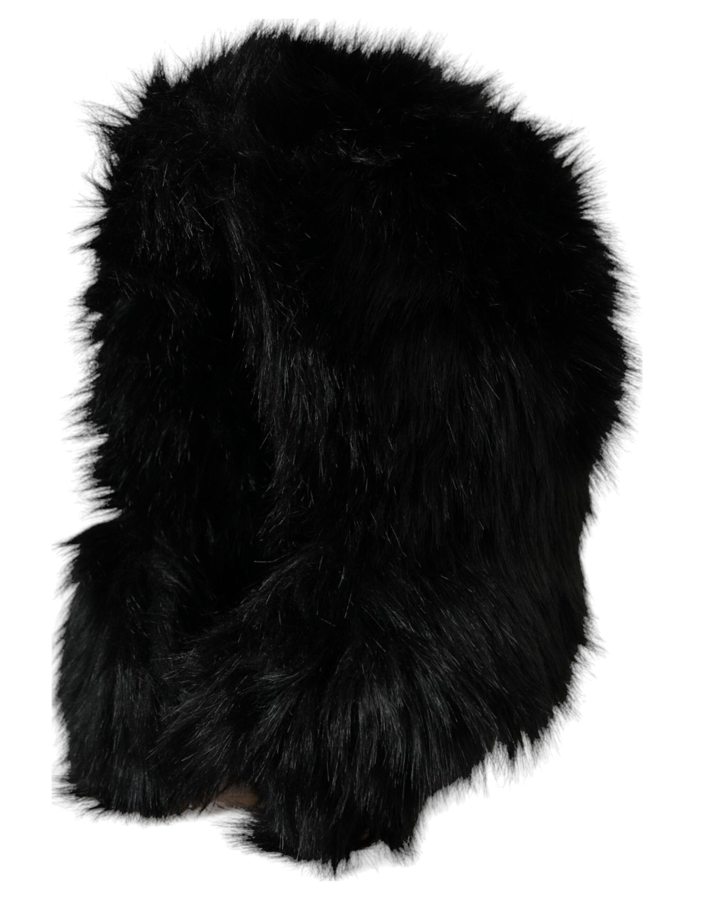 Dolce & Gabbana Black Faux Fur Whole Head Wrap Hat - KALAJ