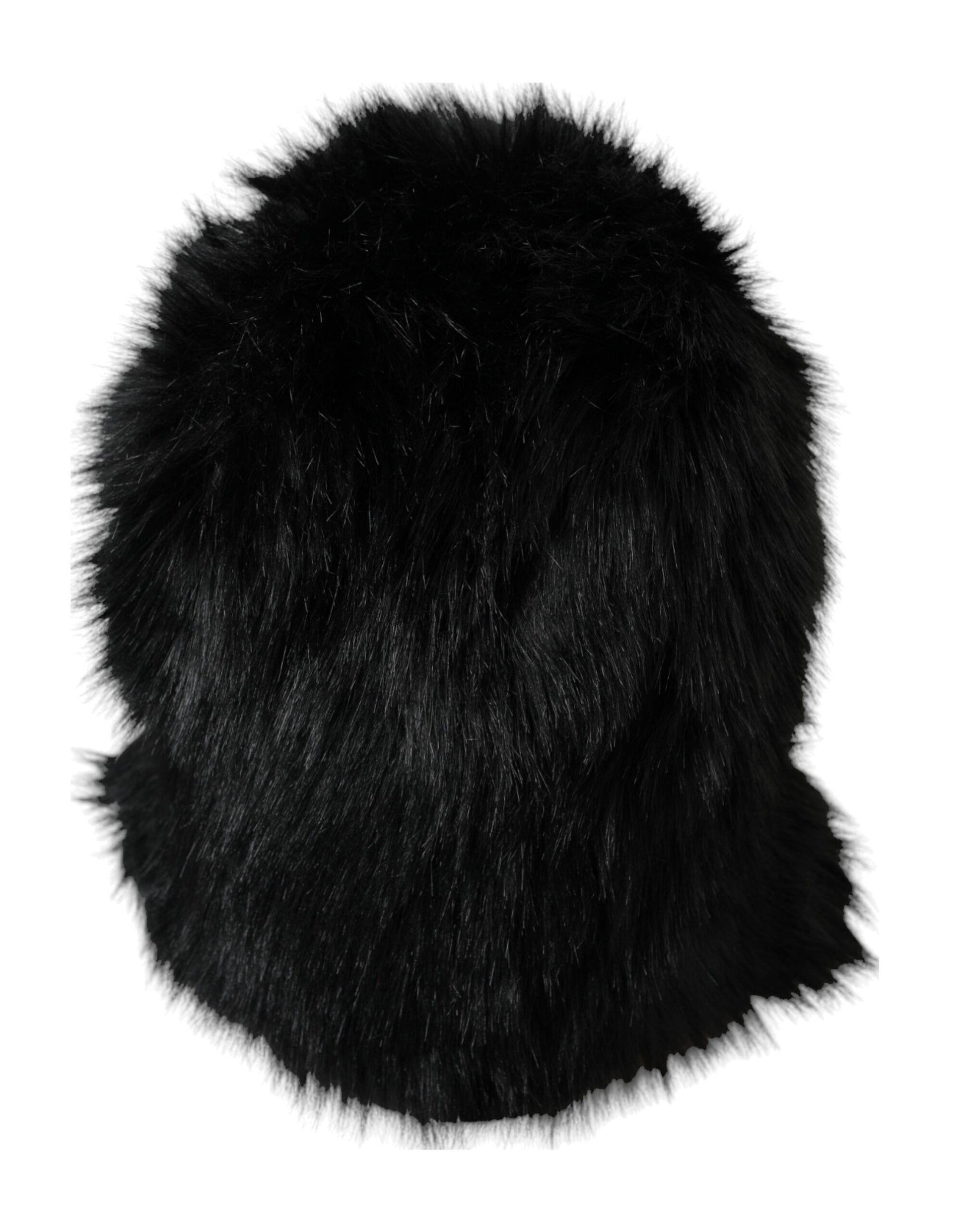 Dolce & Gabbana Black Faux Fur Whole Head Wrap Hat - KALAJ