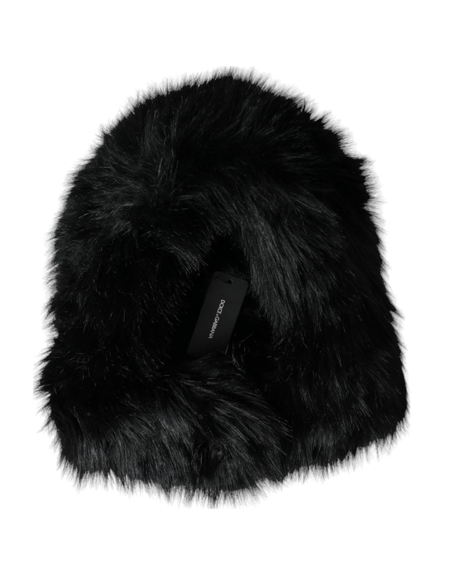 Dolce & Gabbana Black Faux Fur Whole Head Wrap Hat - KALAJ