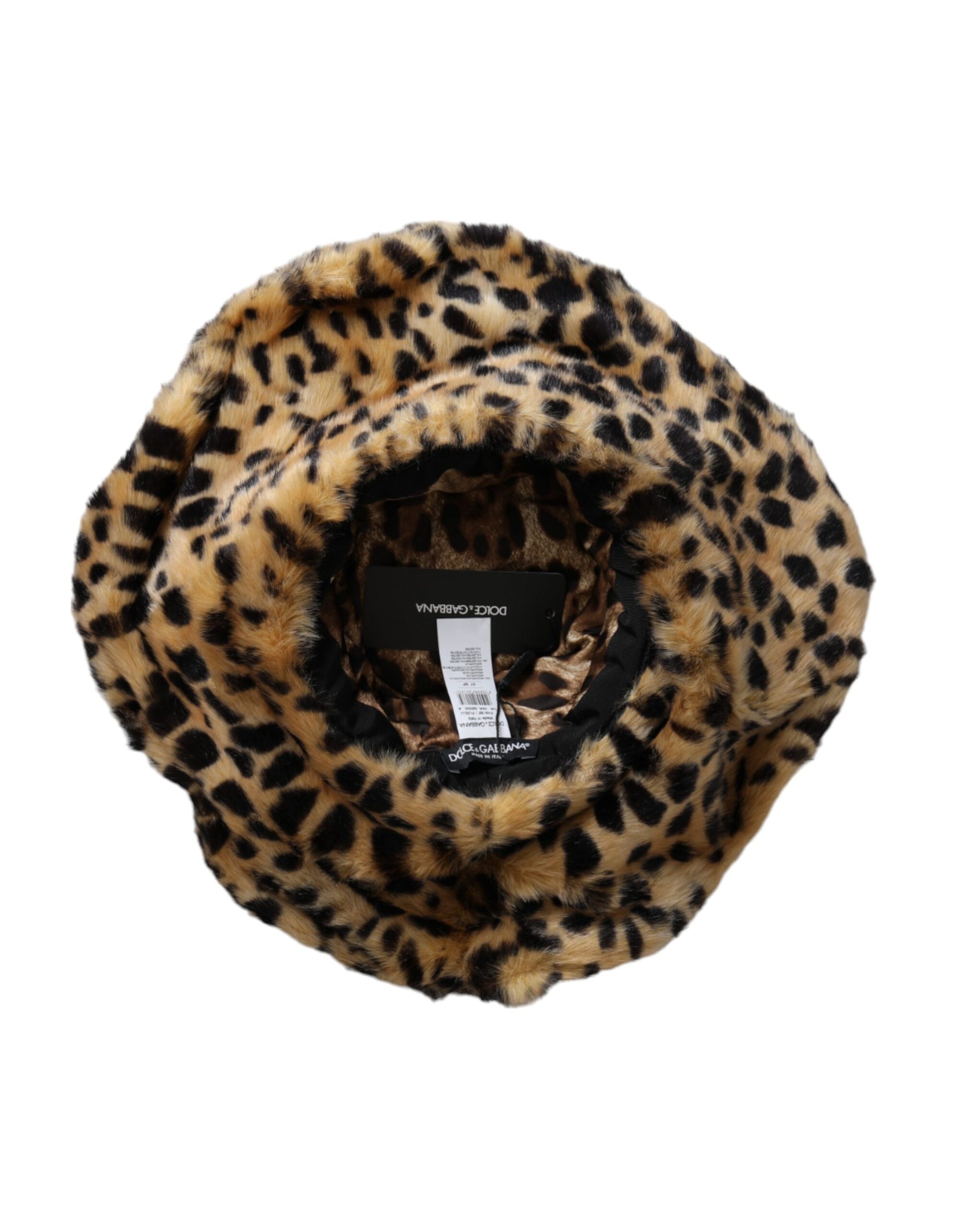 Dolce & Gabbana Brown Leopard Fur Women Bucket Hat - KALAJ