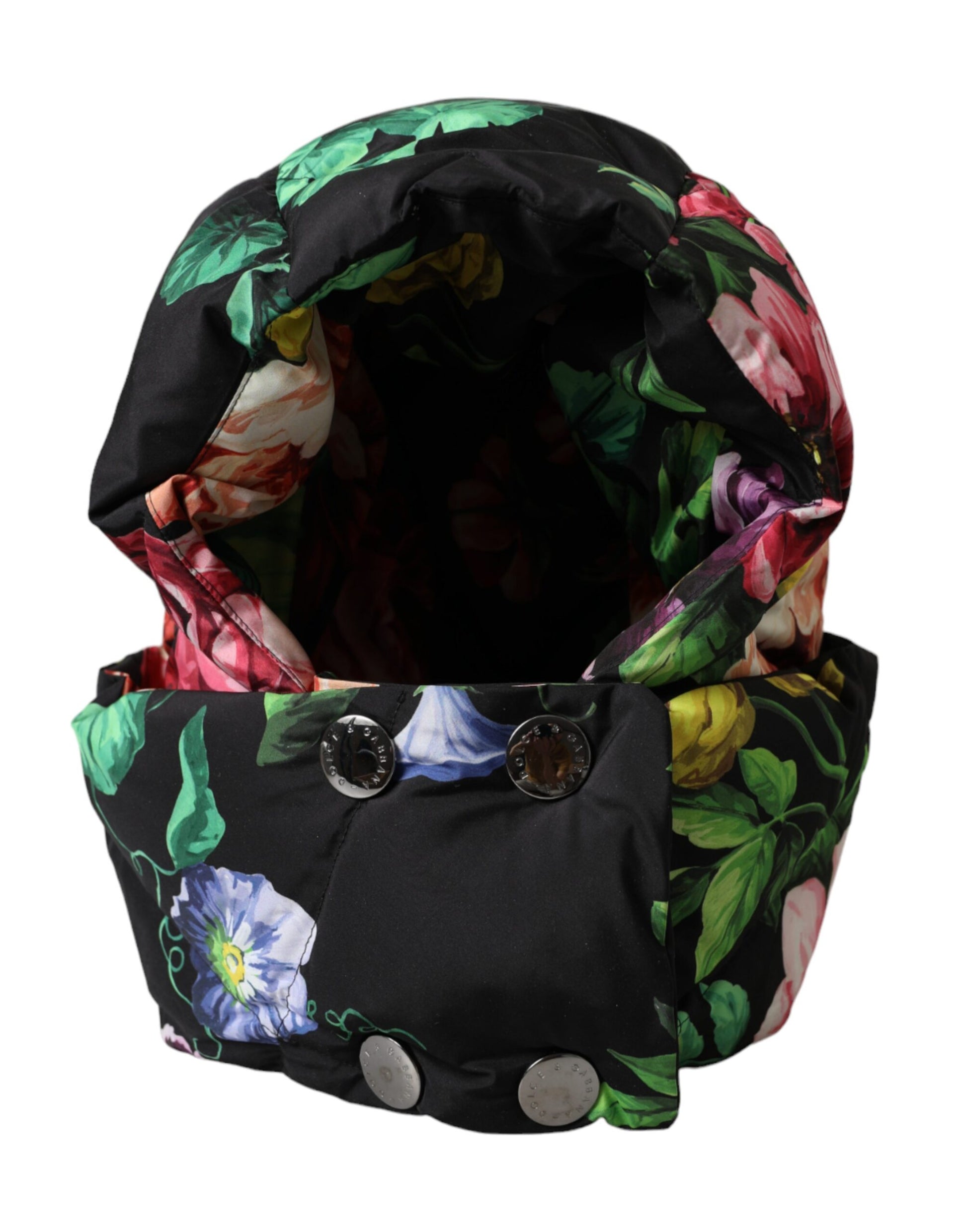 Dolce & Gabbana Black Floral Print Whole Head Wrap Hat - KALAJ