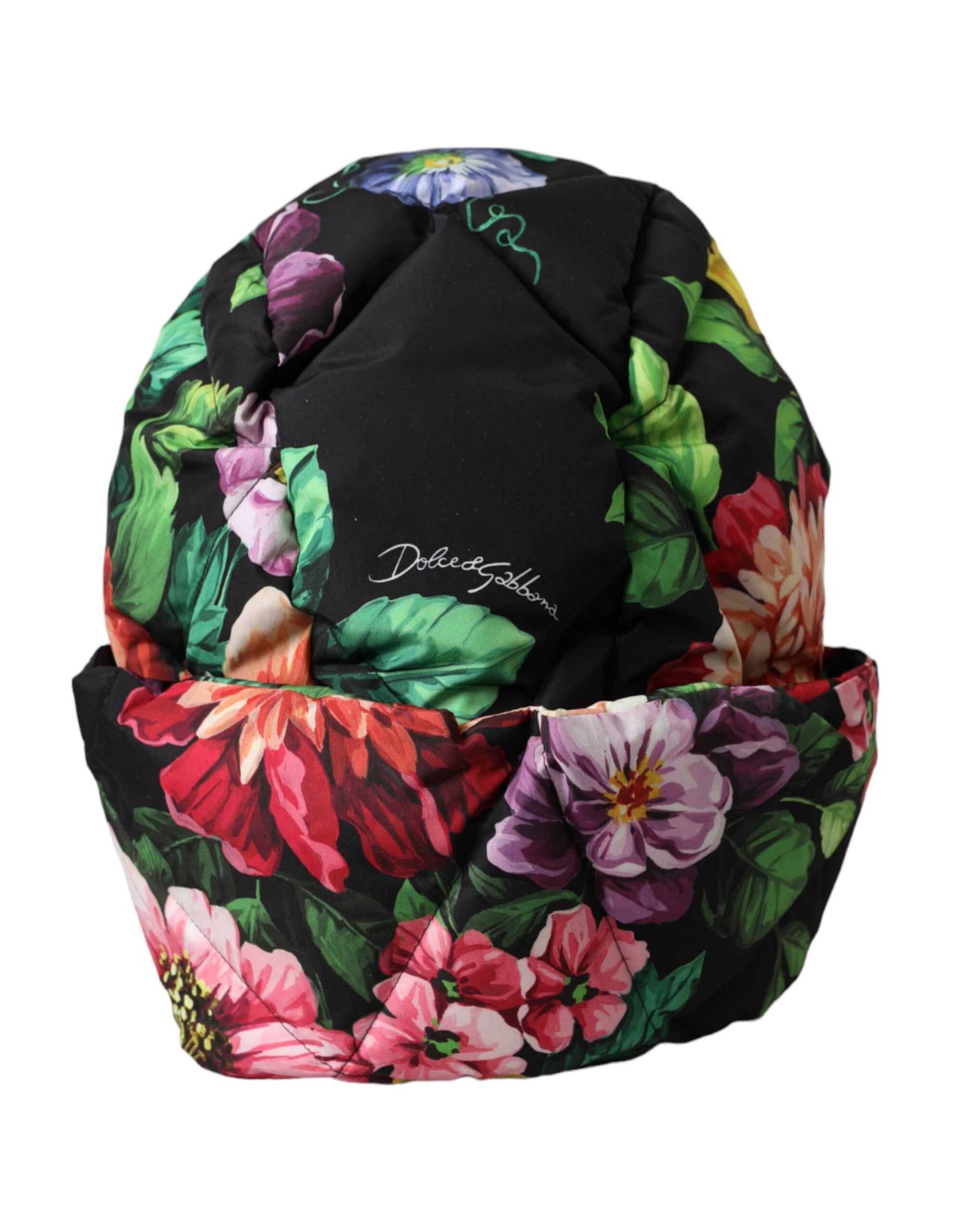 Dolce & Gabbana Black Floral Print Whole Head Wrap Hat - KALAJ