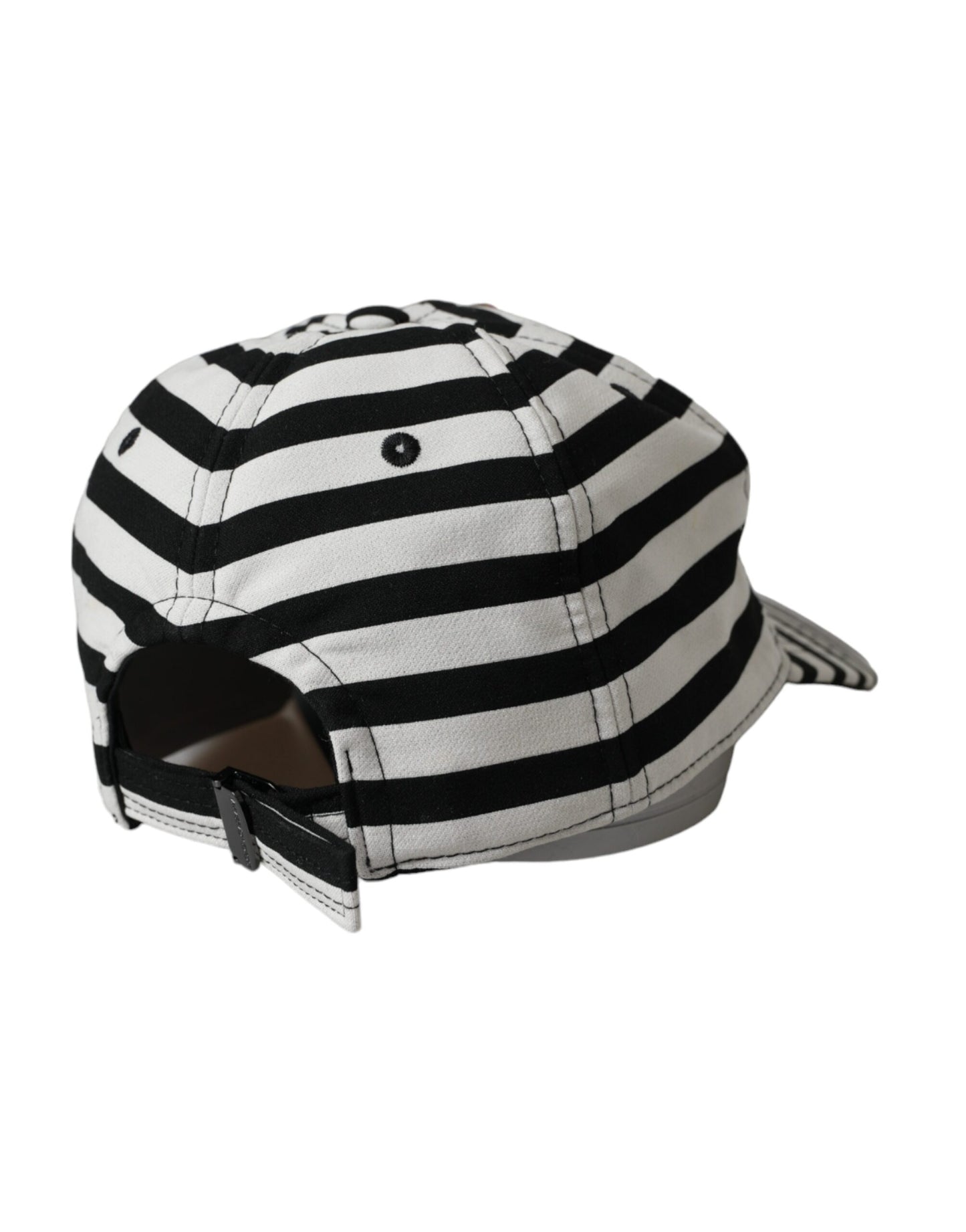 Dolce & Gabbana Black White Stripe Amore Heart Applique Baseball Hat - KALAJ