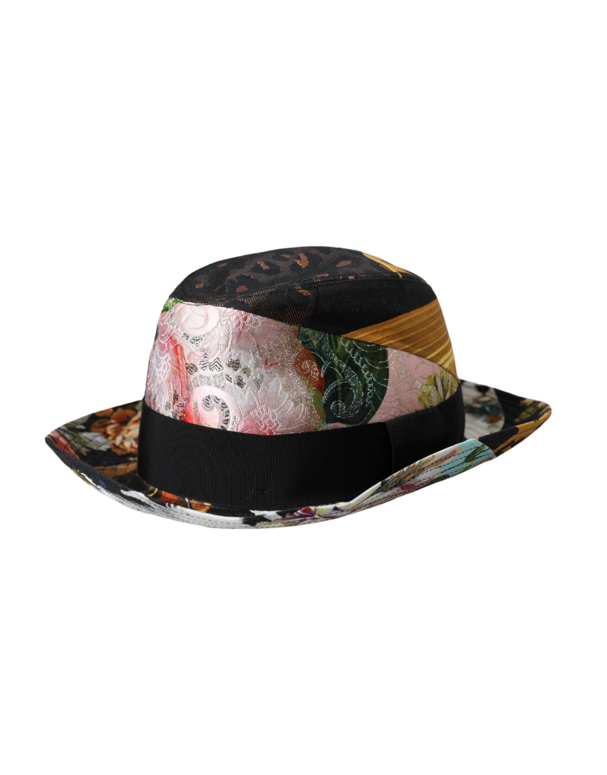 Dolce & Gabbana Multicolor Patchwork Women Fedora Wide Brim Hat - KALAJ