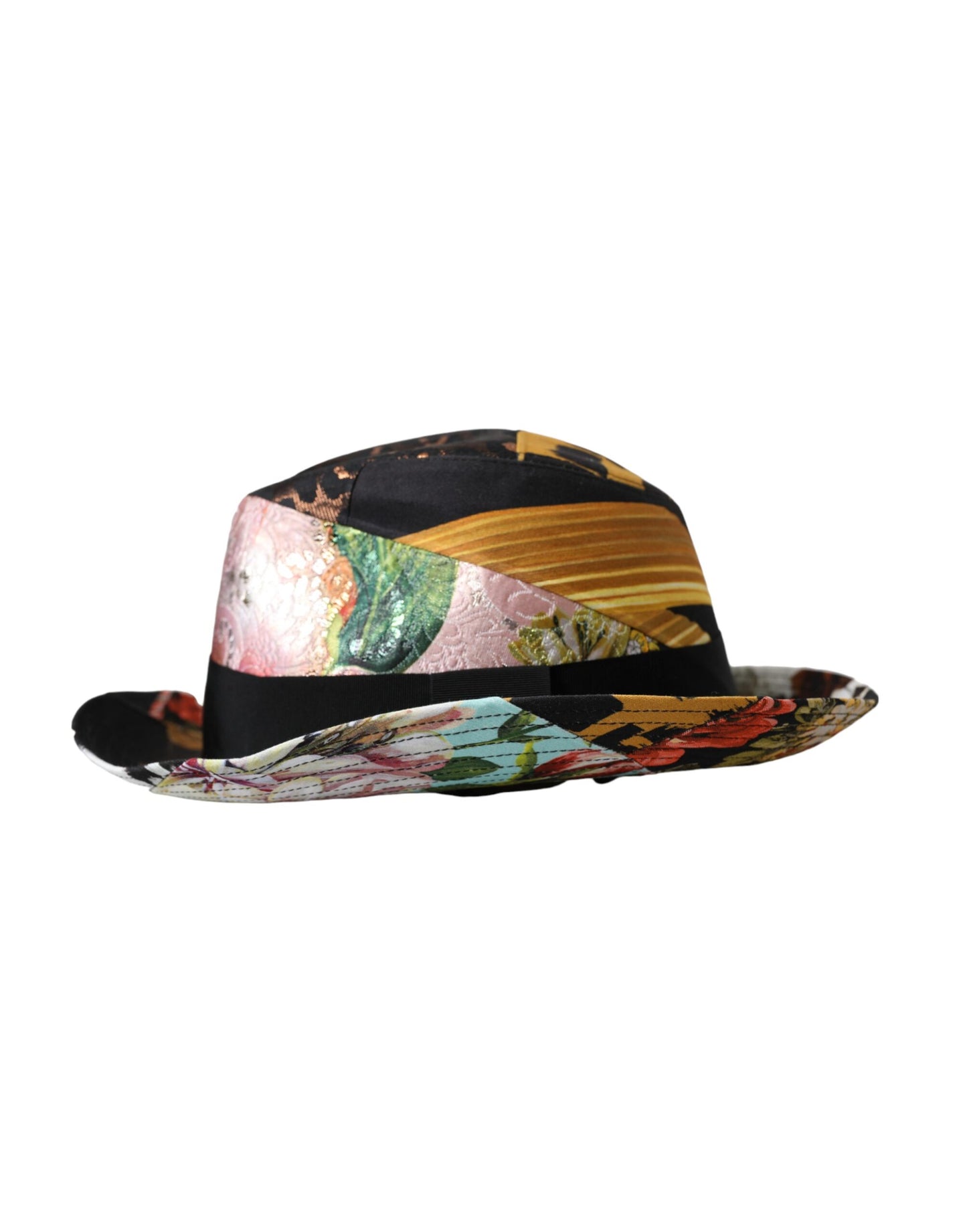 Dolce & Gabbana Multicolor Patchwork Women Fedora Wide Brim Hat - KALAJ