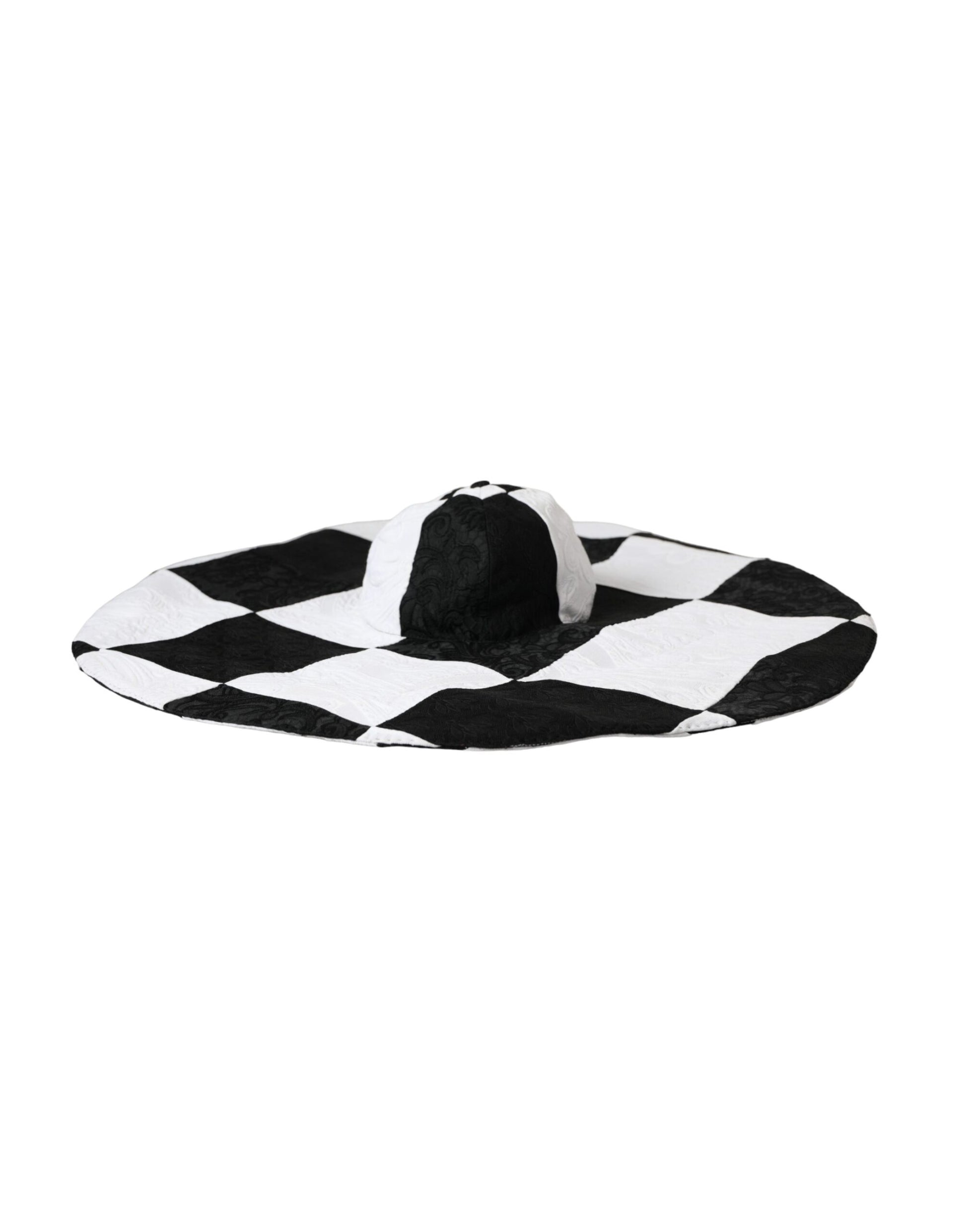 Dolce & Gabbana Black White Checkered Wide Brim Floppy Hat - KALAJ