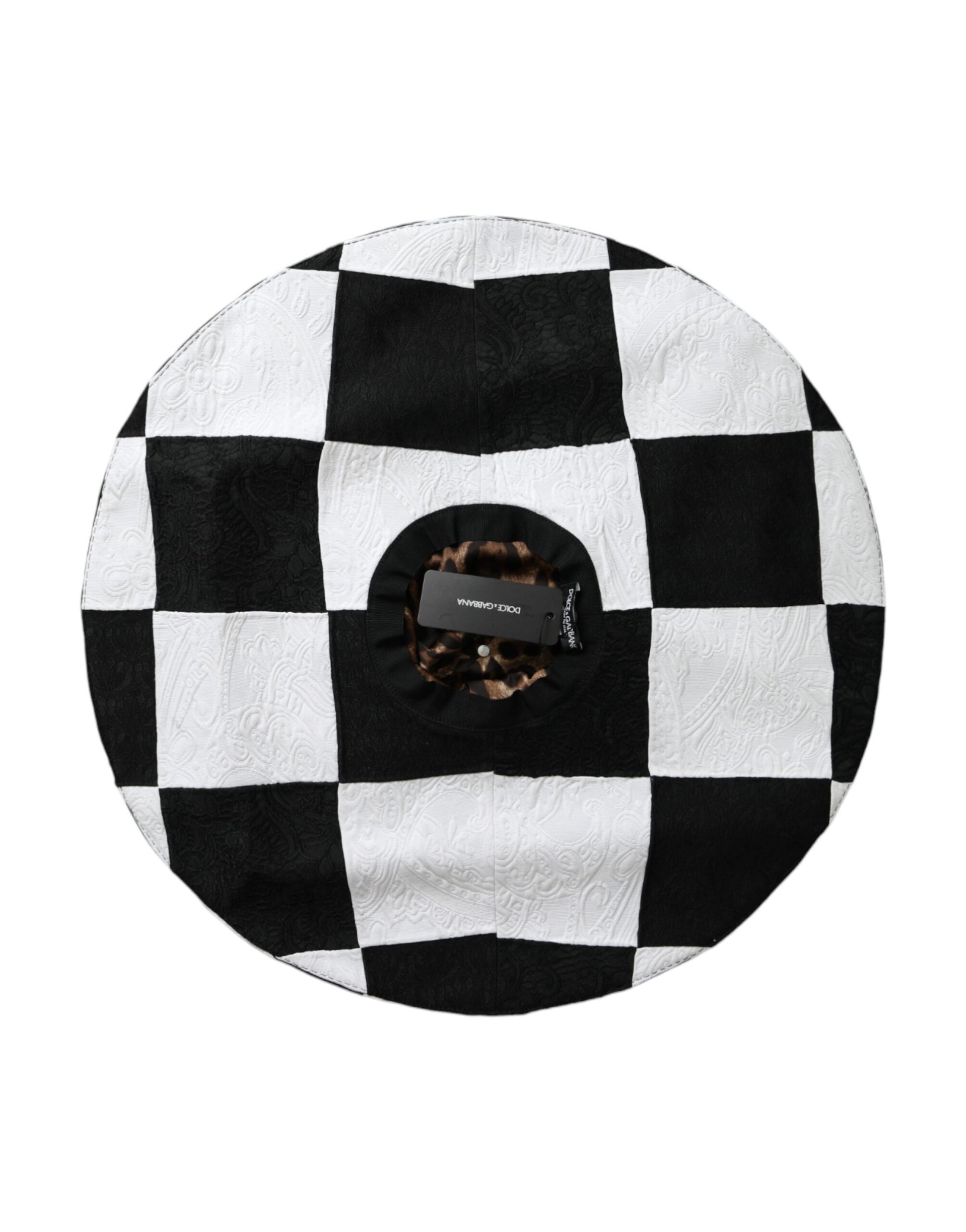 Dolce & Gabbana Black White Checkered Wide Brim Floppy Hat - KALAJ