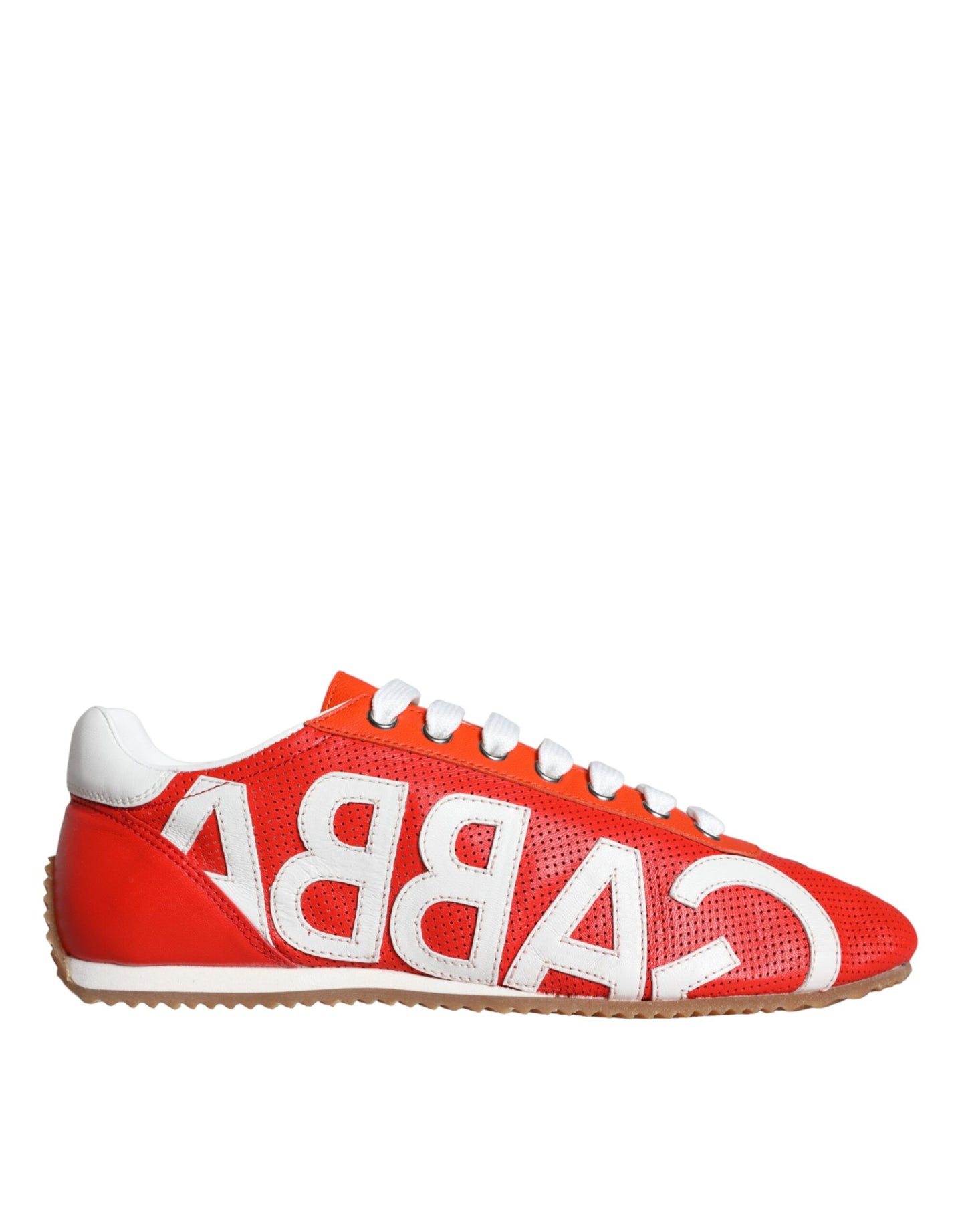 Dolce & Gabbana Red White Leather Logo Casual Sneakers Shoes