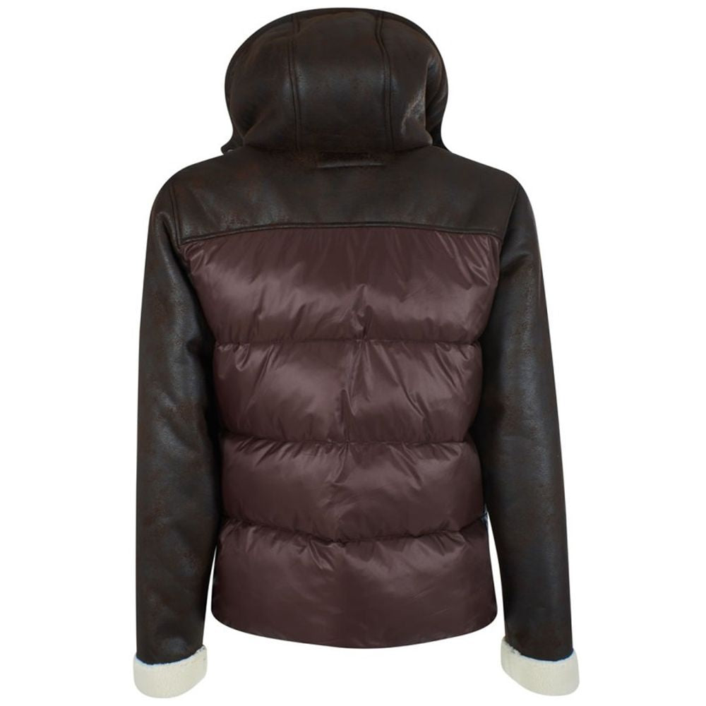 Yes Zee Brown Nylon Men's Quilted Jacket