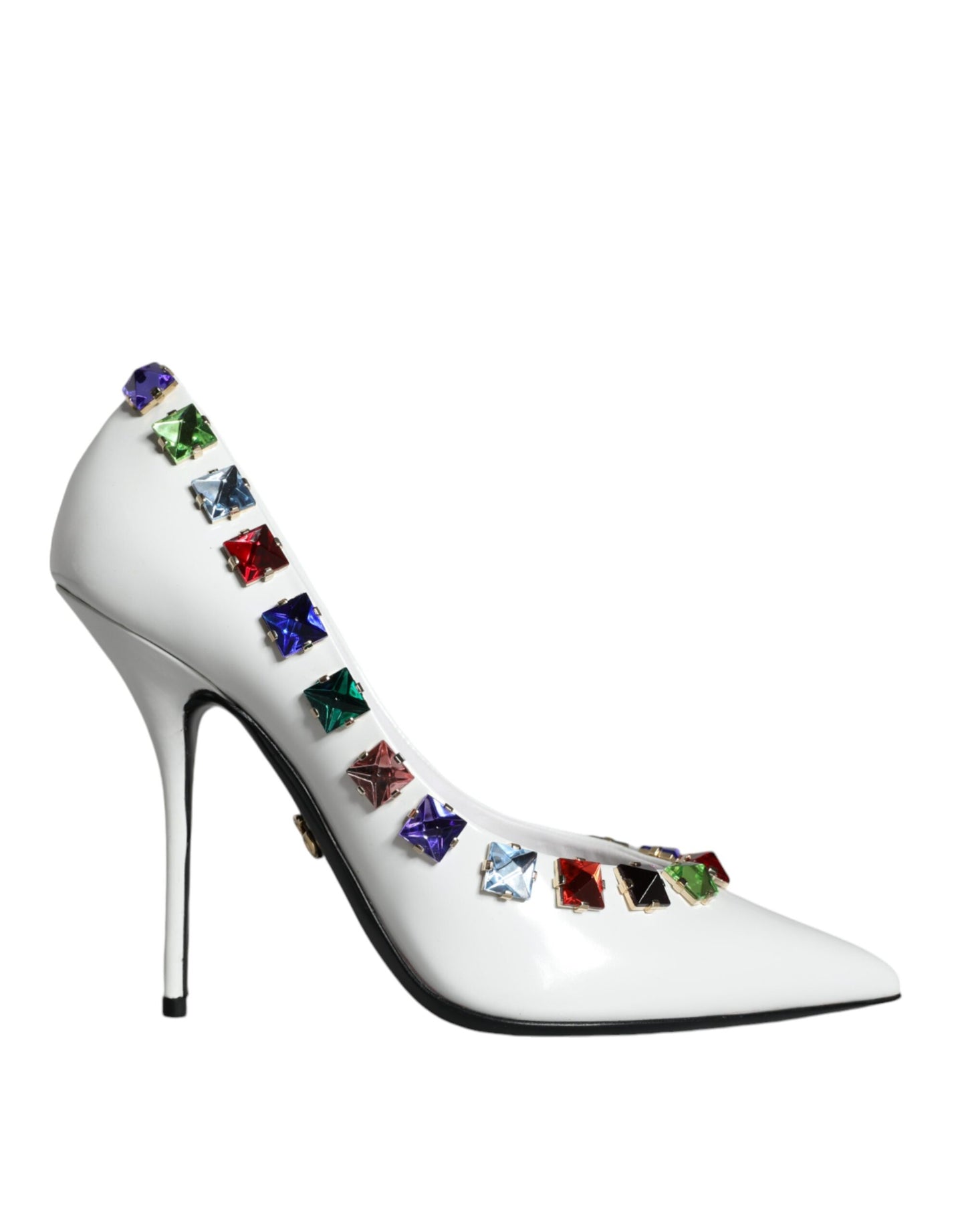 Dolce & Gabbana White Crystals Leather High Heels Pumps Shoes