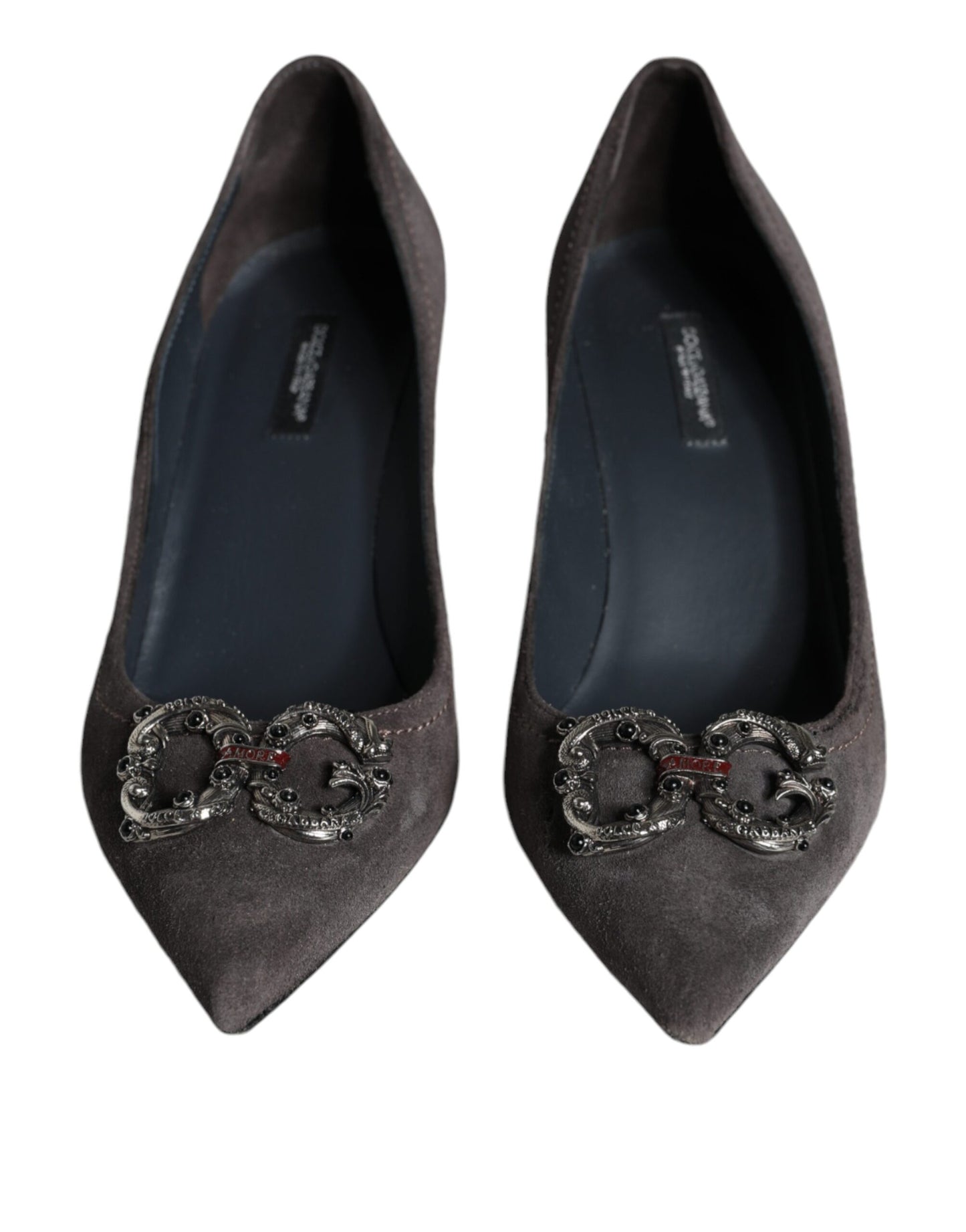 Dolce & Gabbana Gray Amore Suede Bellucci Heels Pumps Shoes