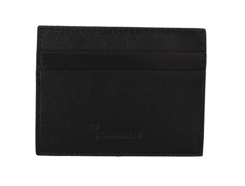 Billionaire Italian Couture Exquisite Black Leather Men's Wallet - KALAJ