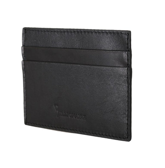 Billionaire Italian Couture Exquisite Black Leather Men's Wallet - KALAJ