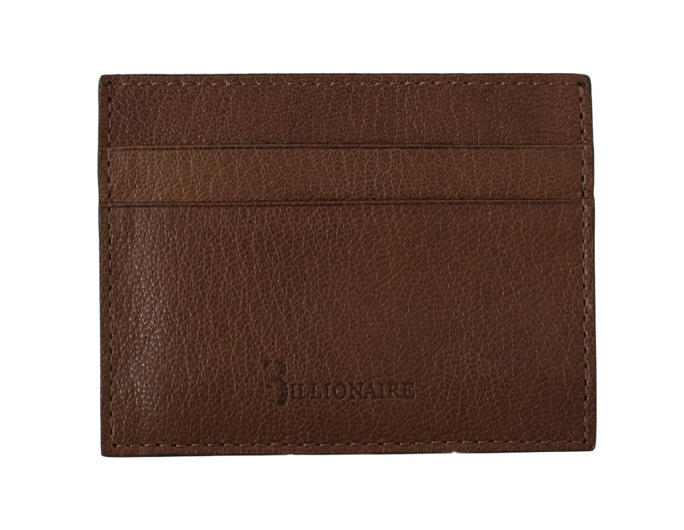 Billionaire Italian Couture Elegant Leather Men's Wallet in Brown - KALAJ
