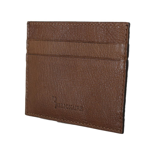 Billionaire Italian Couture Elegant Leather Men's Wallet in Brown - KALAJ