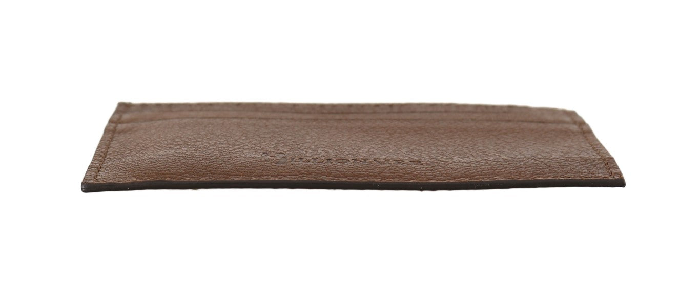 Billionaire Italian Couture Elegant Leather Men's Wallet in Brown - KALAJ
