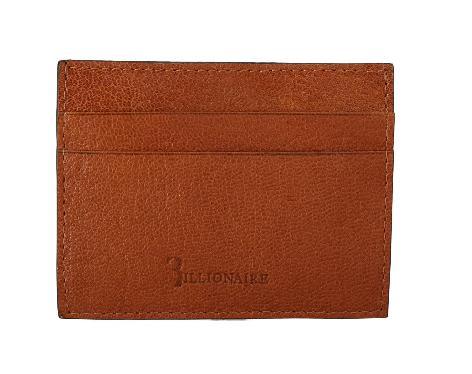 Billionaire Italian Couture Elegant Men's Leather Wallet in Brown - KALAJ