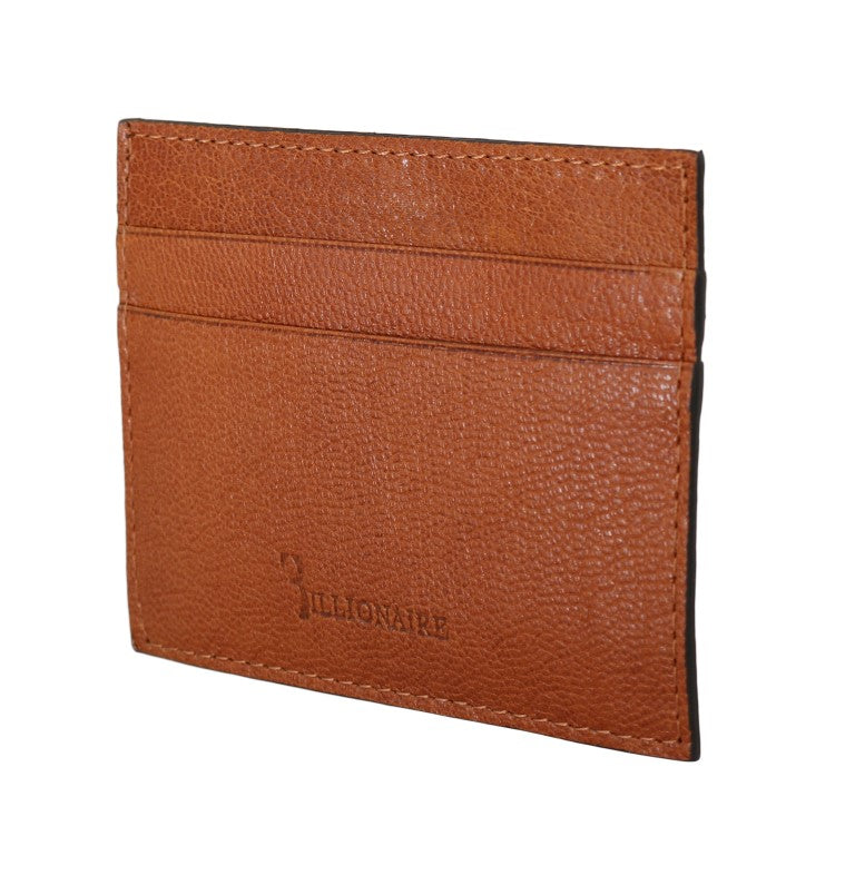 Billionaire Italian Couture Elegant Men's Leather Wallet in Brown - KALAJ