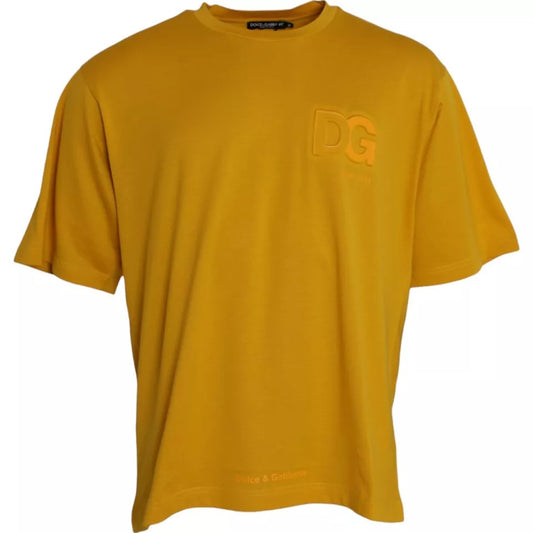 Dolce & Gabbana Dark Yellow Logo Cotton Round Neck T-shirt