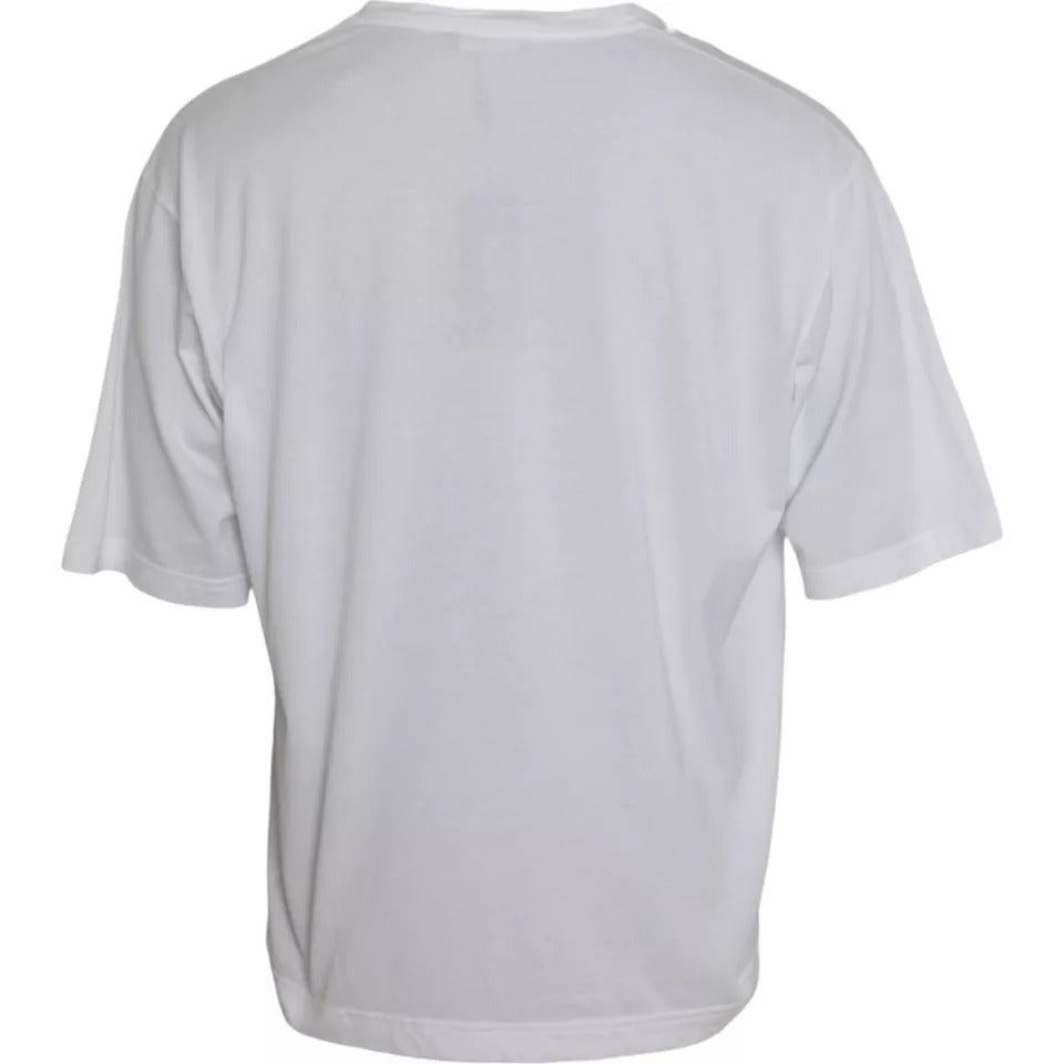 Dolce & Gabbana White Cotton Round Neck Short Sleeve T-shirt