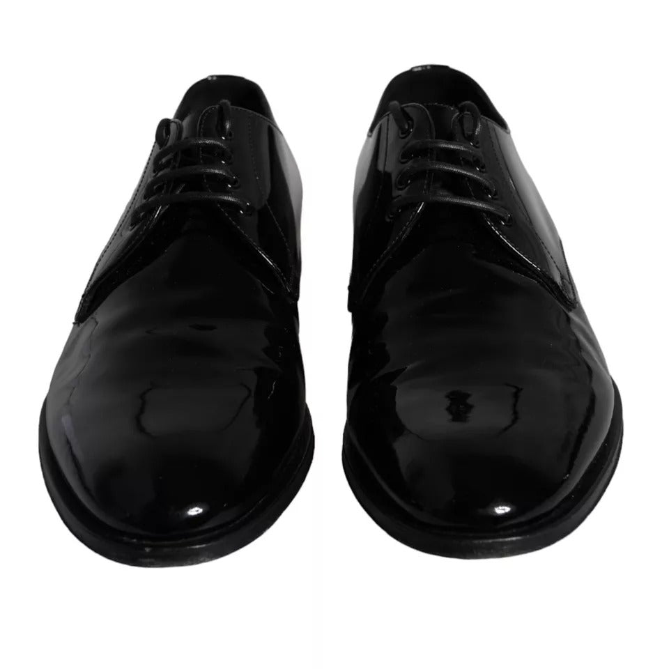 Dolce & Gabbana Black Calfskin Leather Derby Men Dress Shoes