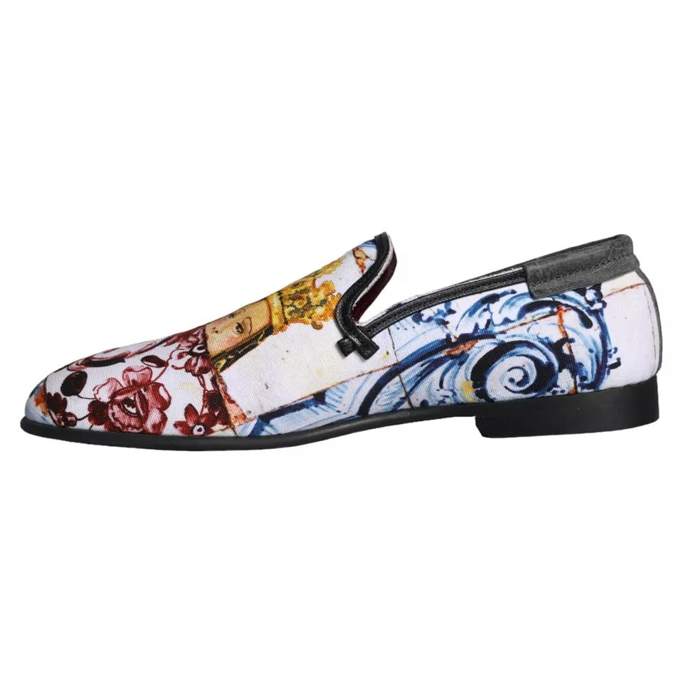 Dolce & Gabbana Multicolor Madonna Majolica Amalfi Men Loafers Shoes