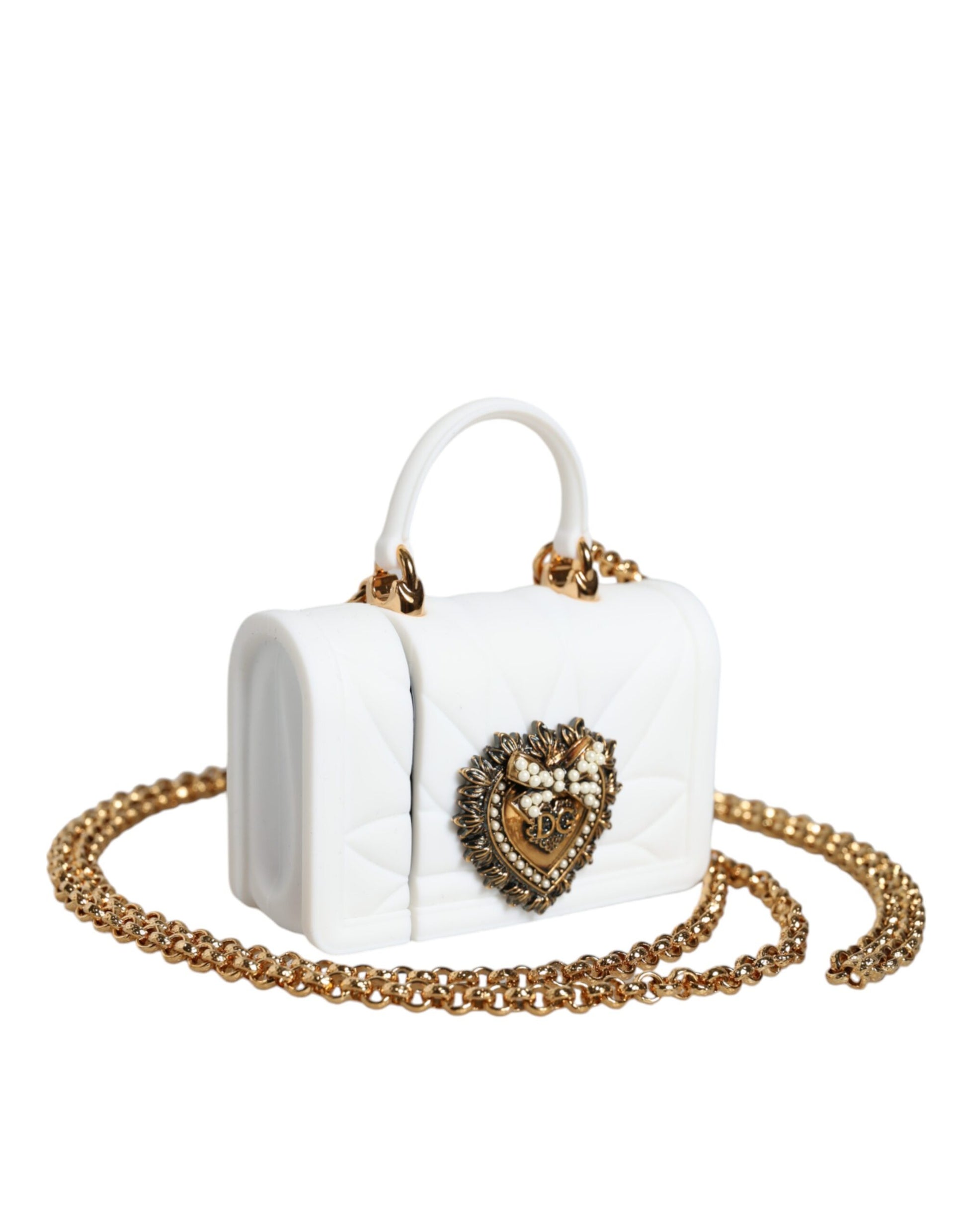 Dolce & Gabbana White Silicone Devotion Heart Cover Hand Bag Airpod Case - KALAJ