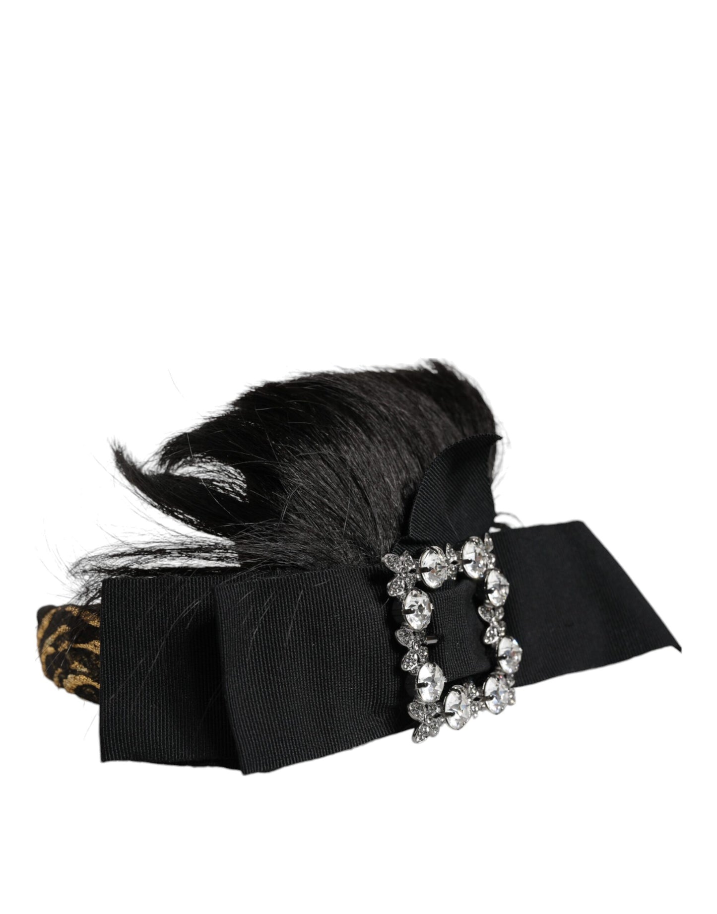 Dolce & Gabbana Black Hair Parrucchiera Crystal Headband Diadem - KALAJ