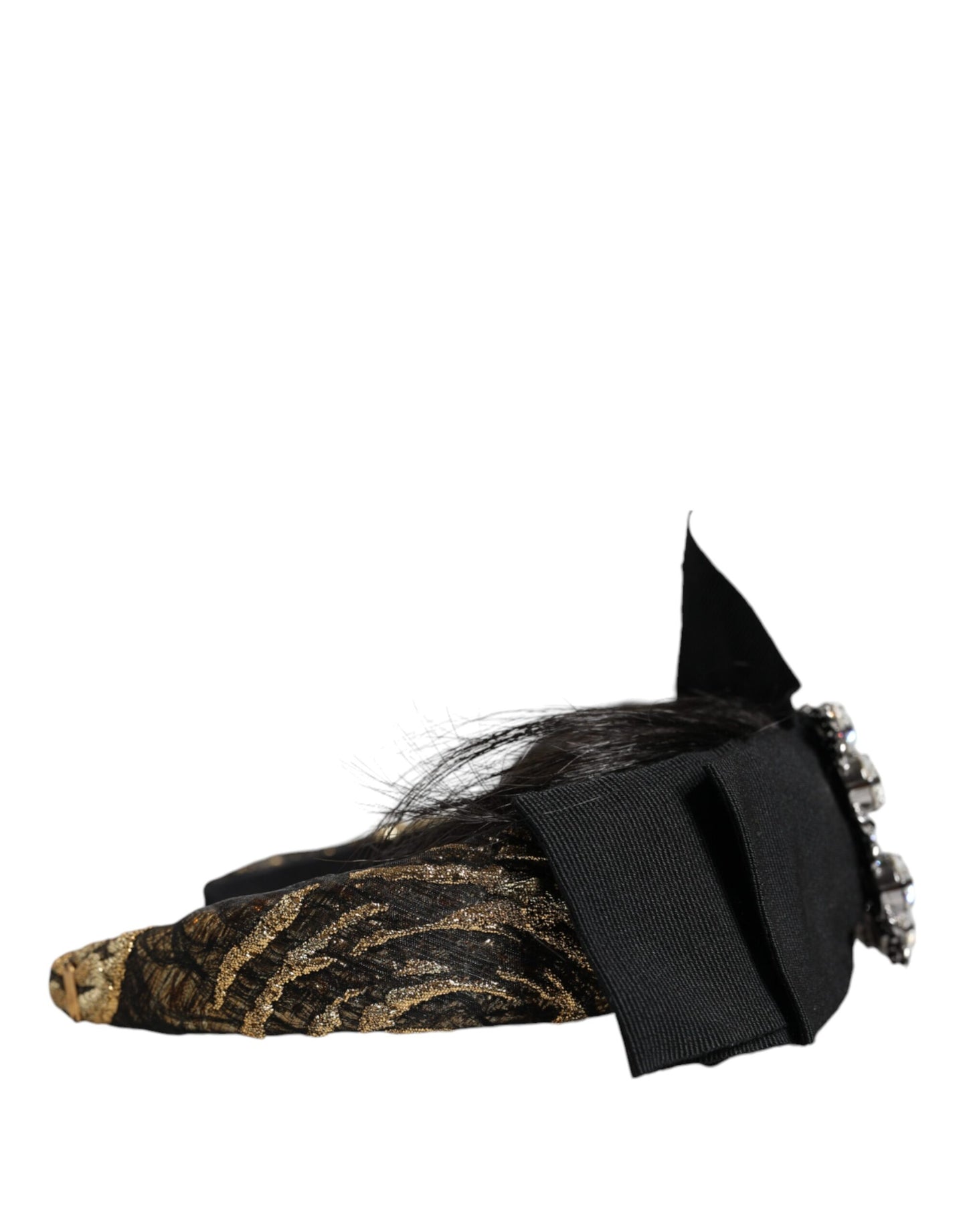 Dolce & Gabbana Black Hair Parrucchiera Crystal Headband Diadem - KALAJ