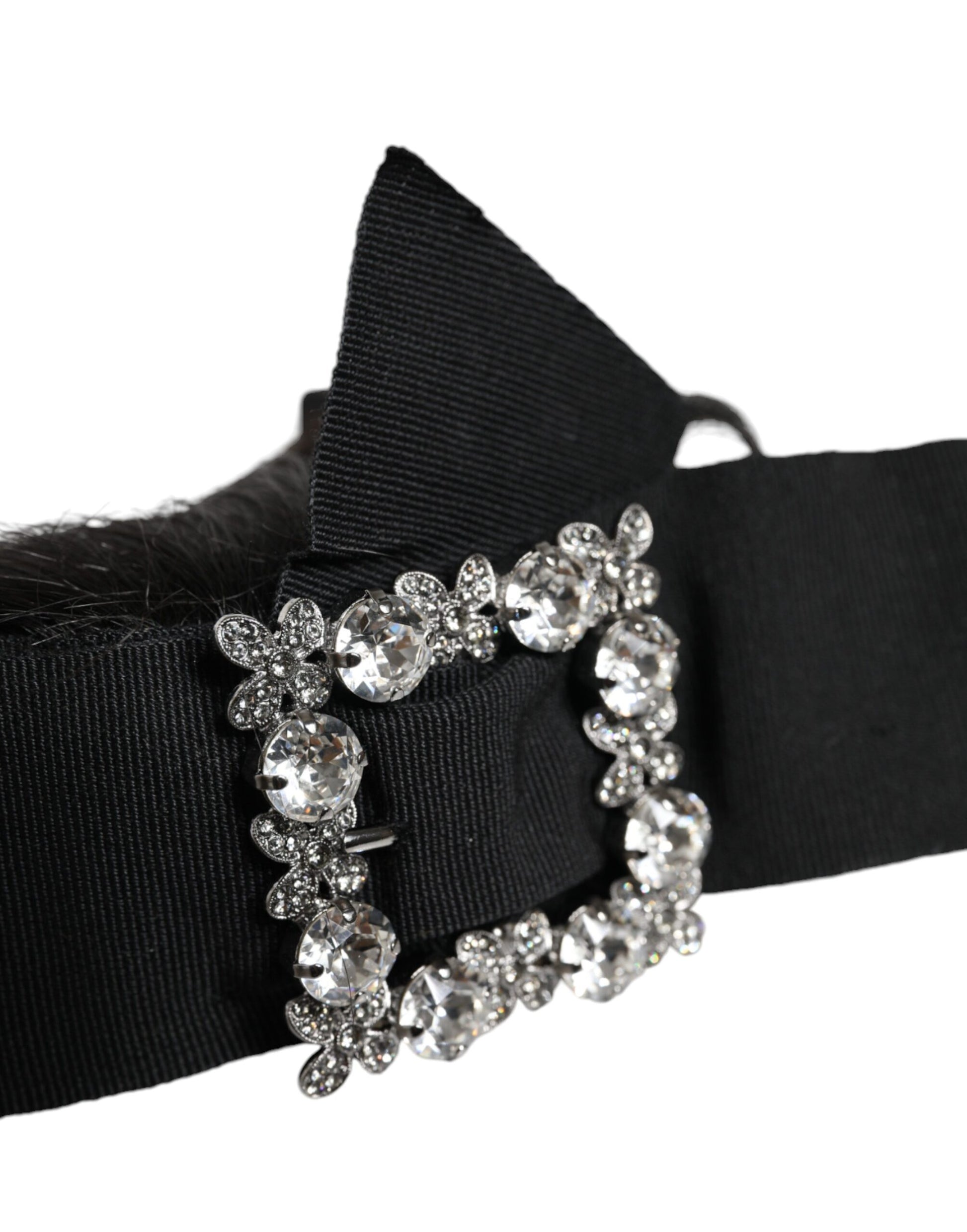 Dolce & Gabbana Black Hair Parrucchiera Crystal Headband Diadem - KALAJ