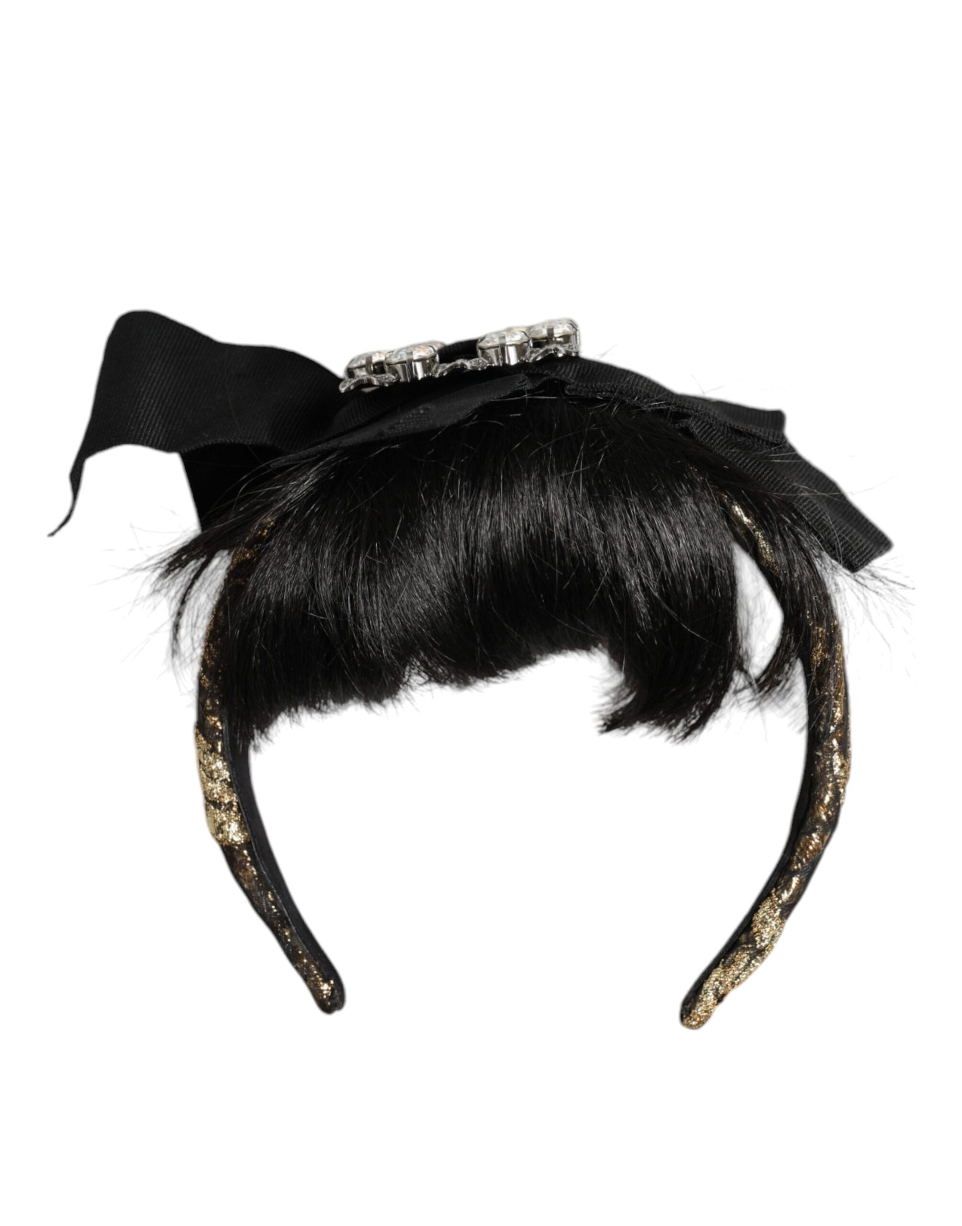 Dolce & Gabbana Black Hair Parrucchiera Crystal Headband Diadem - KALAJ