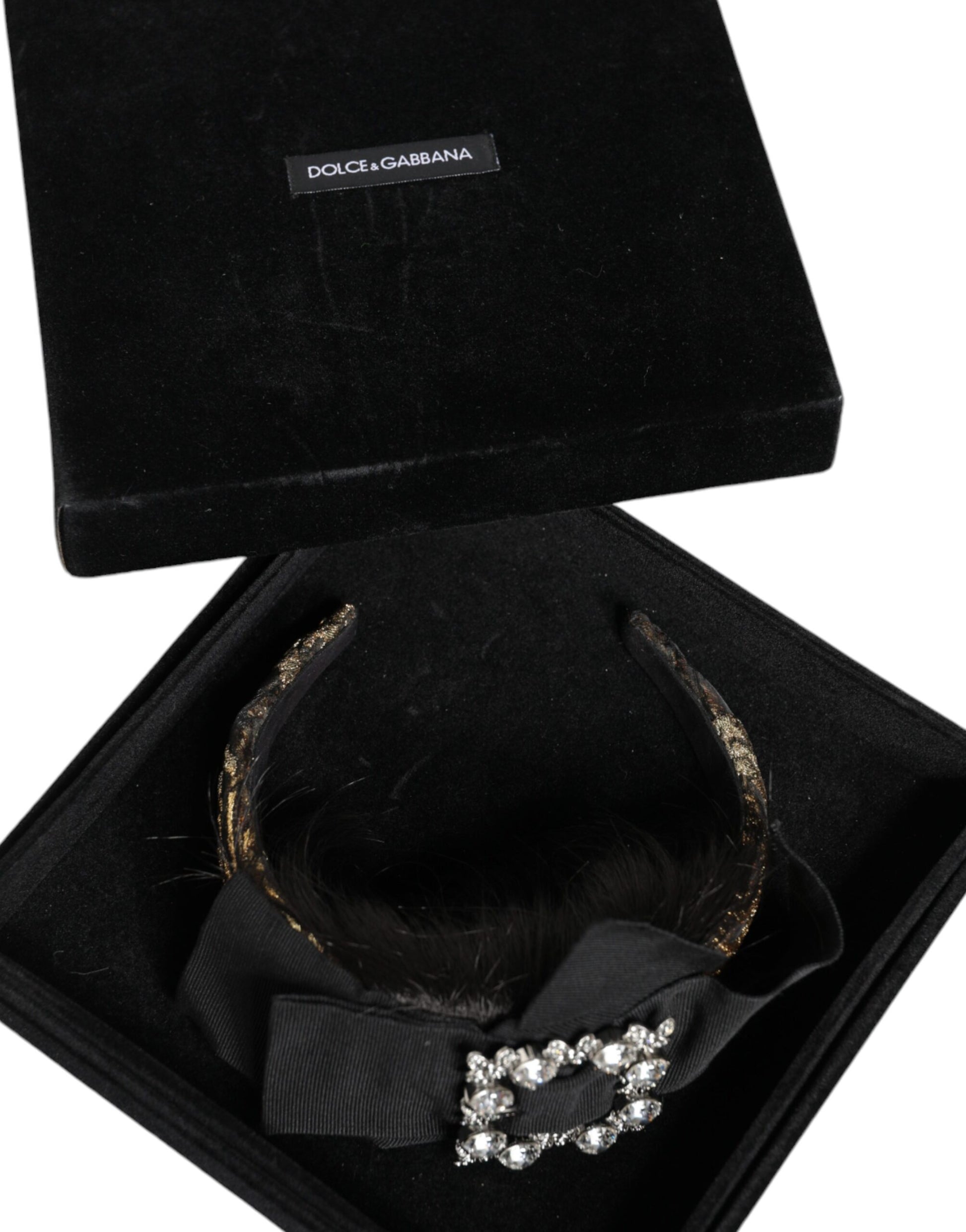 Dolce & Gabbana Black Hair Parrucchiera Crystal Headband Diadem - KALAJ