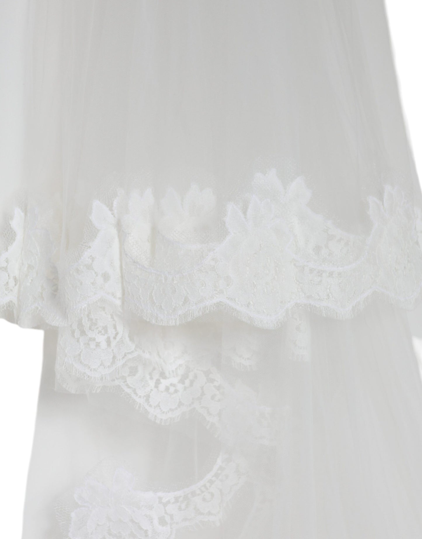 Dolce & Gabbana White Floral Lace Nylon Floor Length Wedding Veil - KALAJ