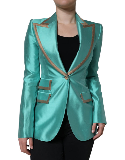 Dolce & Gabbana Metallic Green Single Breasted Blazer Jacket