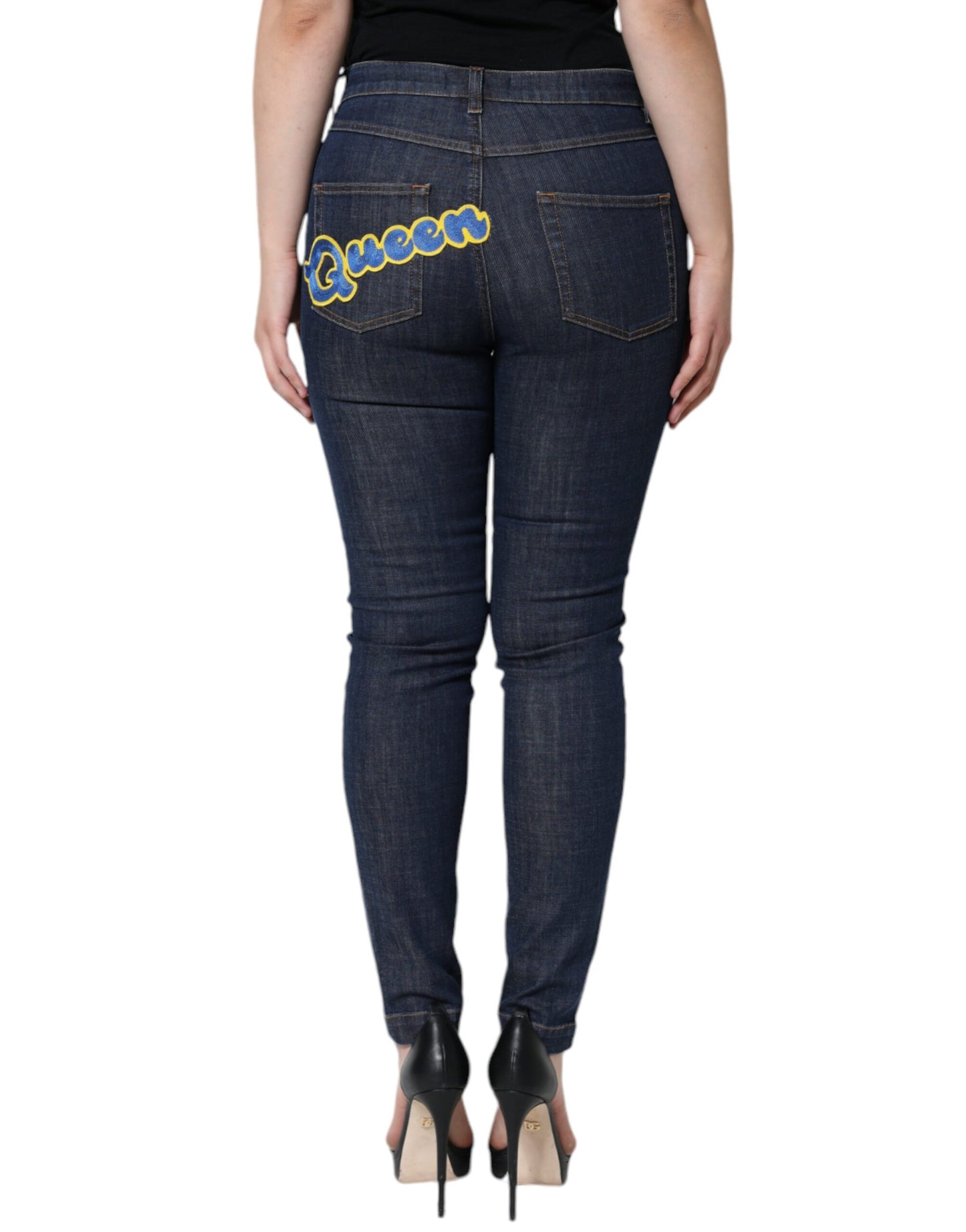 Dolce & Gabbana Dark Blue QUEEN Cotton Skinny Denim Jeans