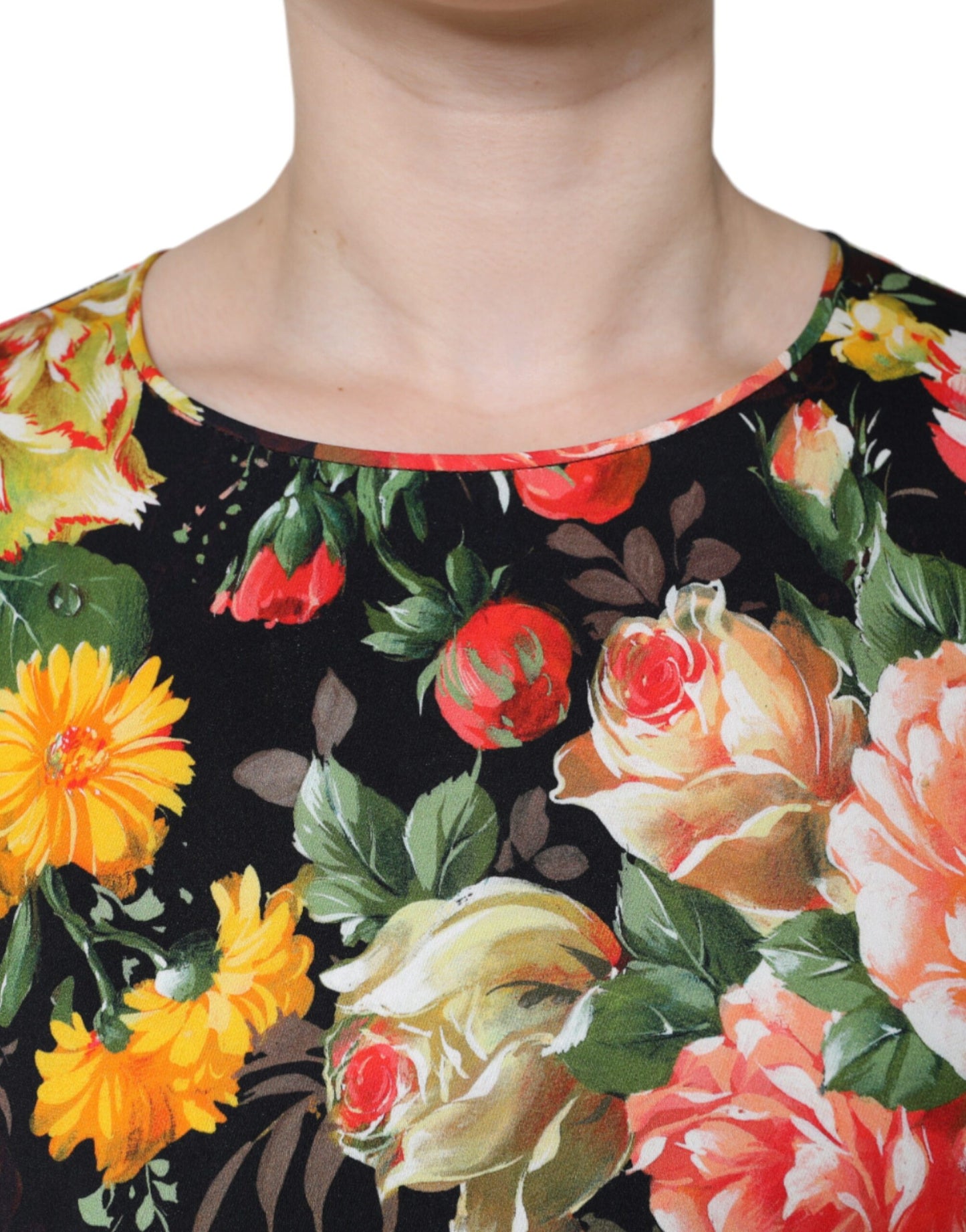 Dolce & Gabbana Multicolor Floral Viscose Round Neck Blouse Top