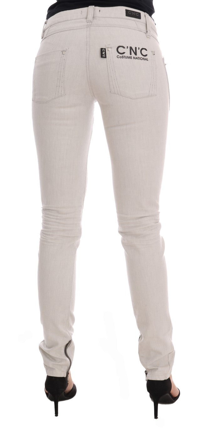 Costume National Chic White Slim-Fit Stretch Jeans