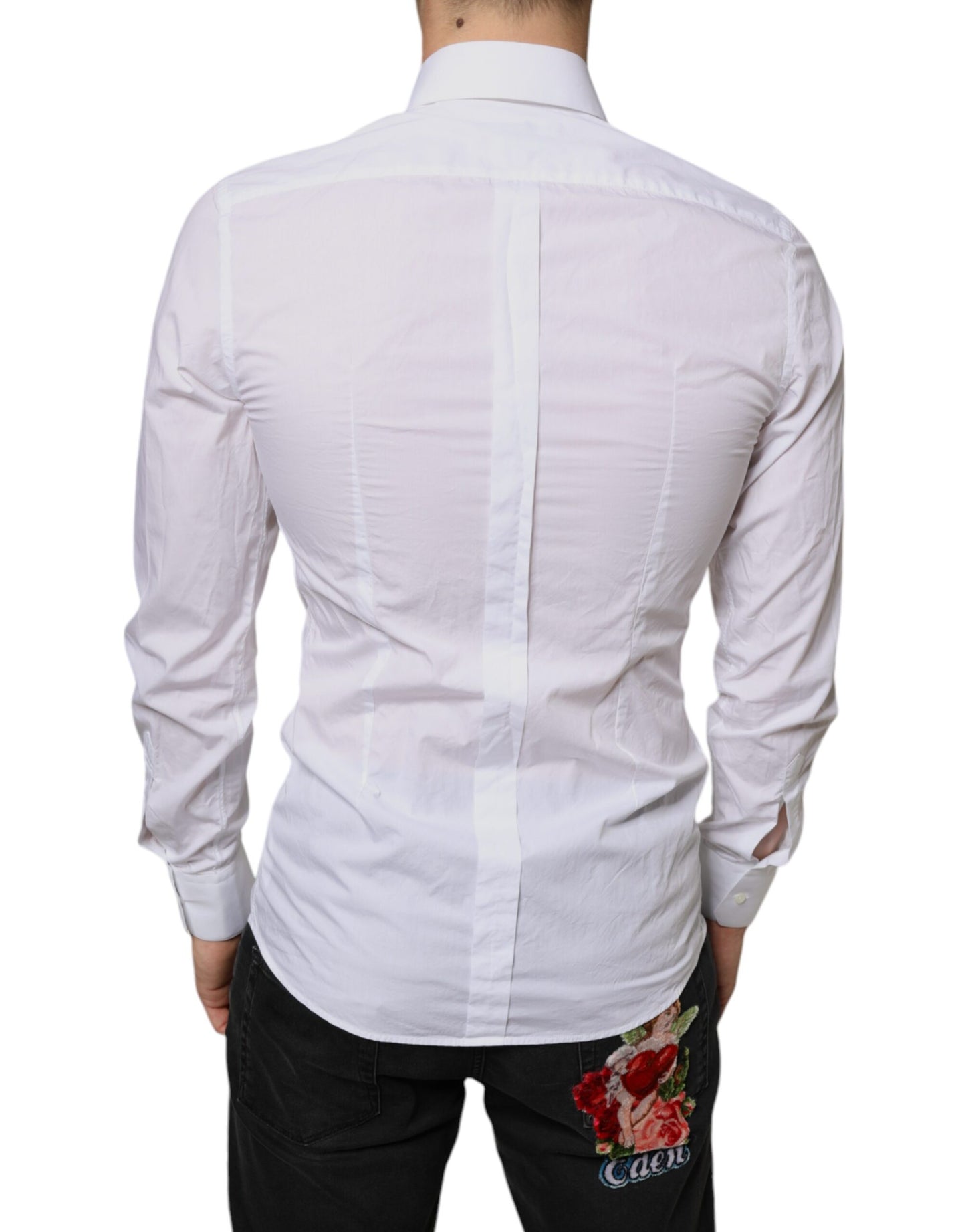 Dolce & Gabbana White Cotton Collared Men Formal Dress Shirt