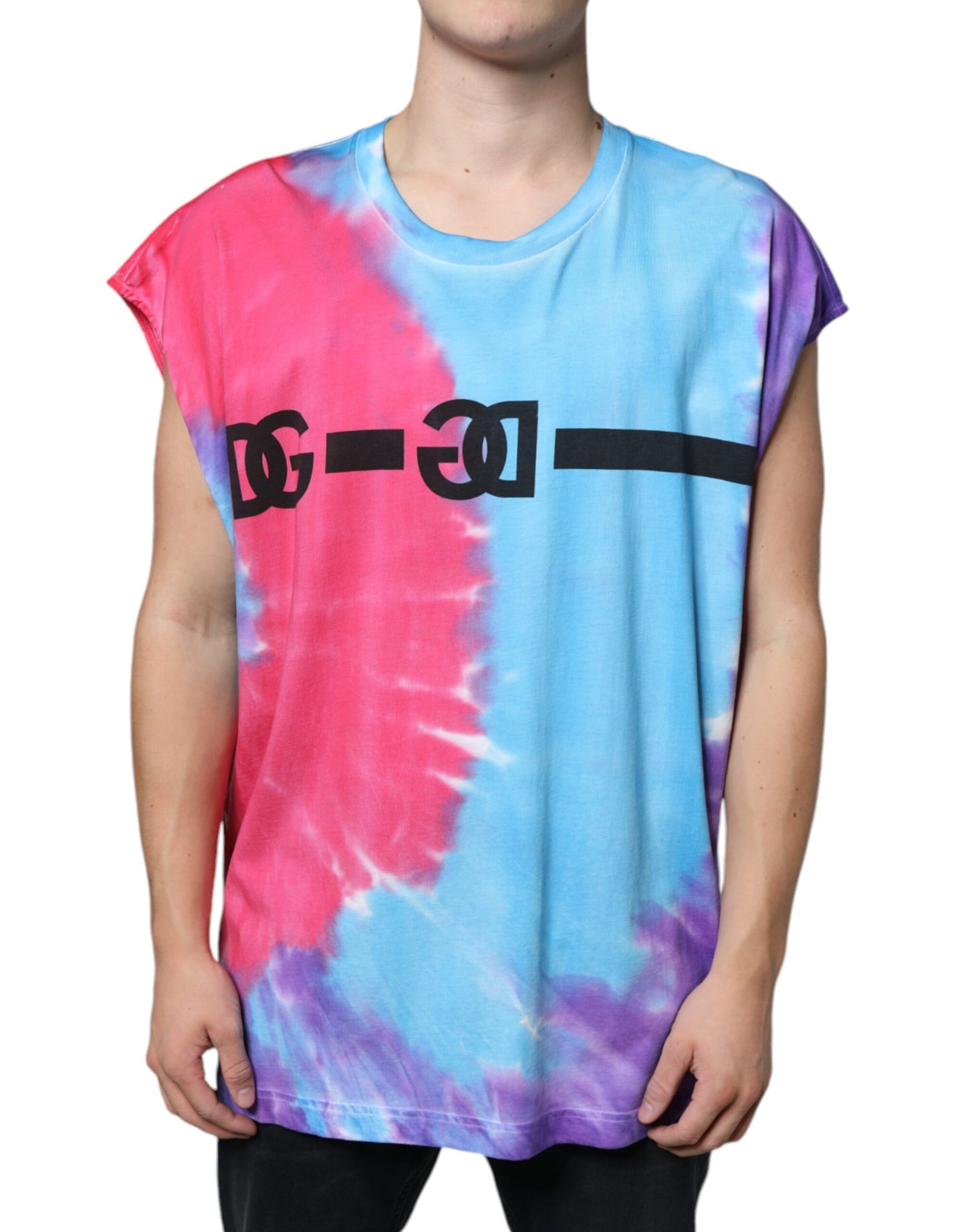 Dolce & Gabbana Multicolor Tie Dye Cotton Sleeveless T-shirt