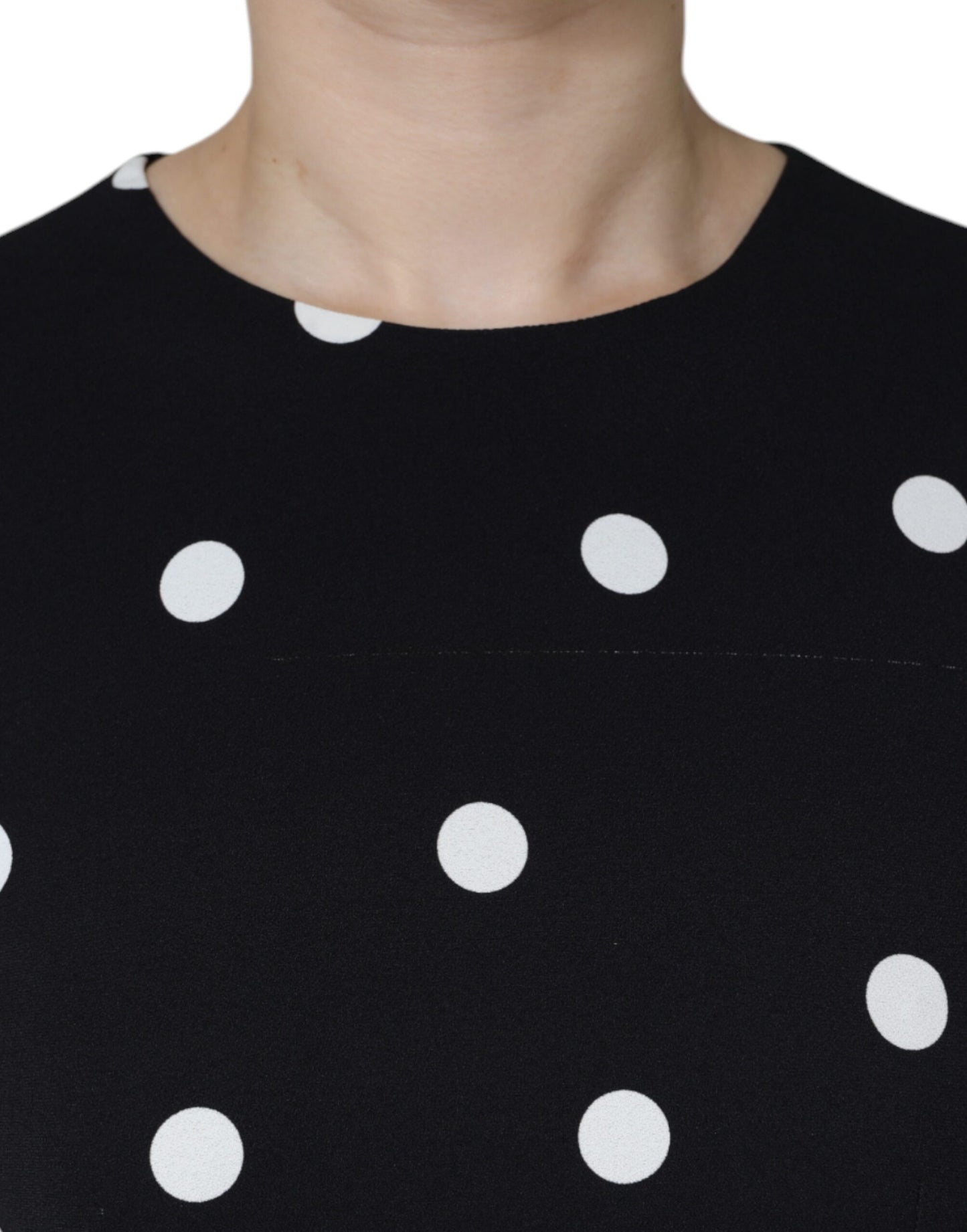 Dolce & Gabbana Black Viscose Polka Dots Sheath Midi Dress