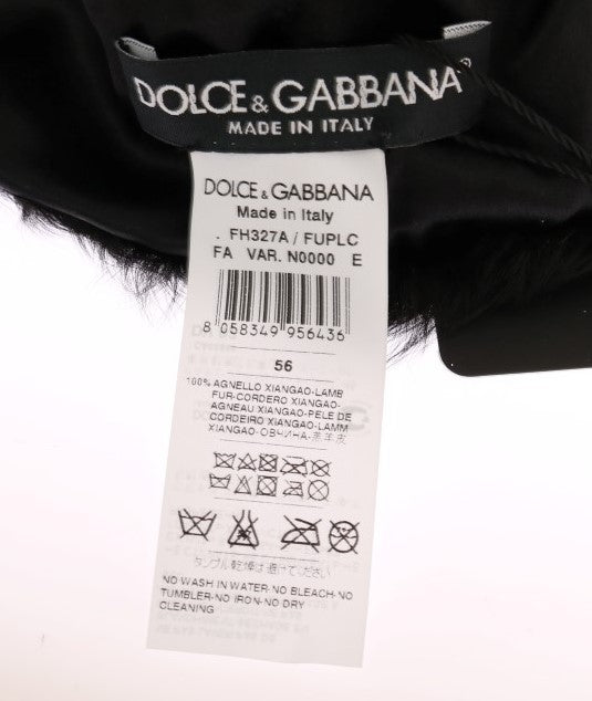 Dolce & Gabbana Elegant Black Xiangao Fur Beanie Hat - KALAJ