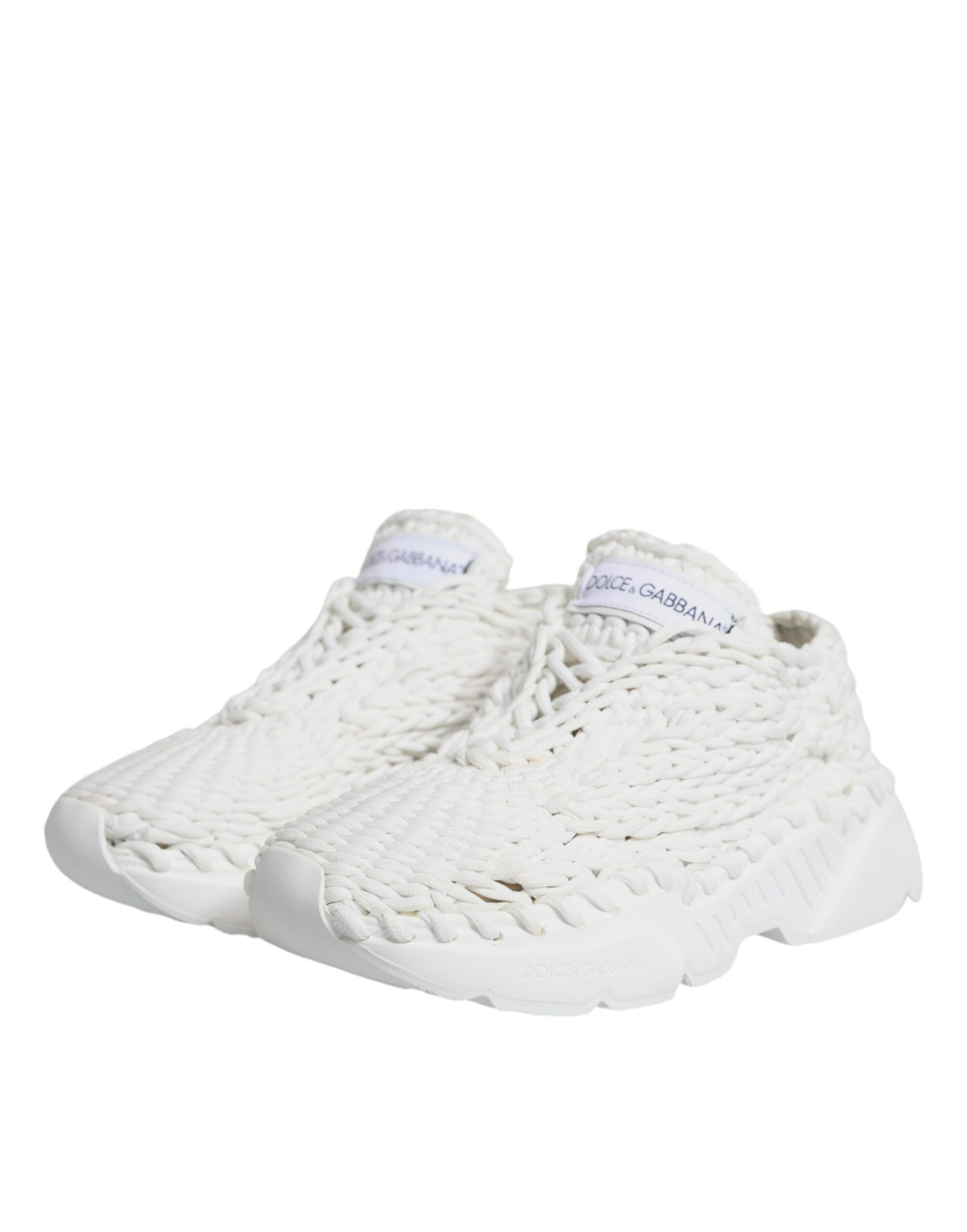 Dolce & Gabbana White Knitted Daymaster Sneakers Shoes