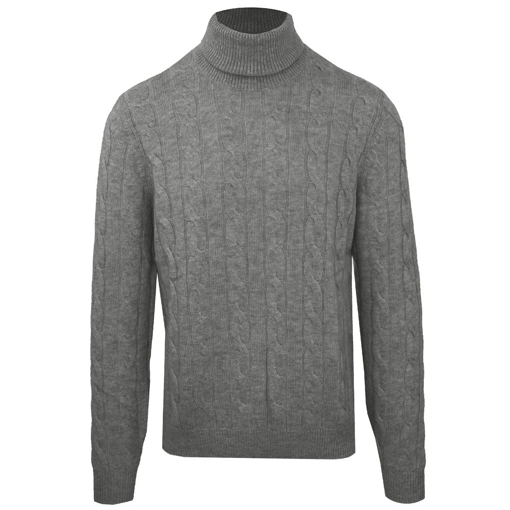 Malo Gray Wool Men Turtleneck Sweater