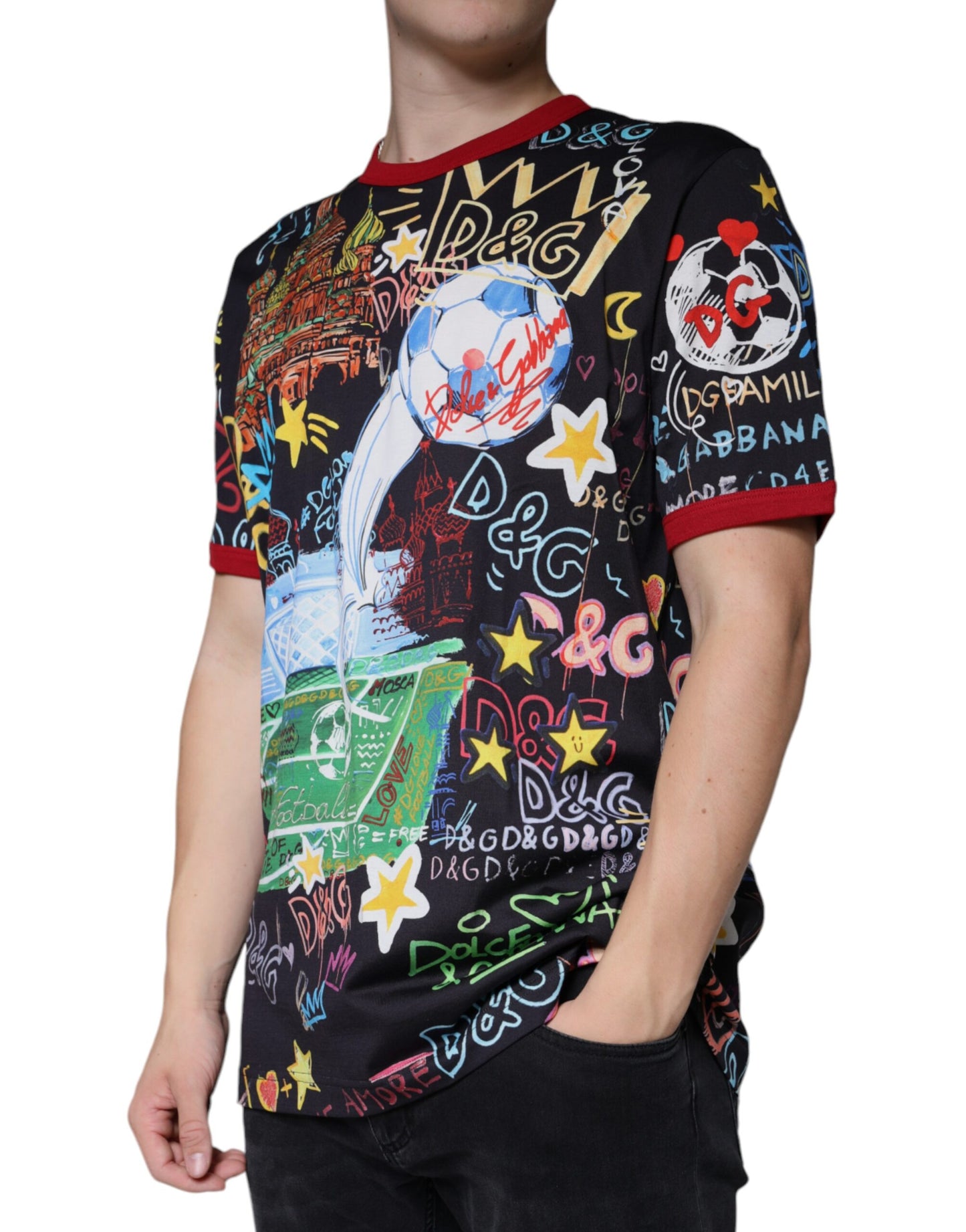 Dolce & Gabbana Multicolor Graphic Print Cotton Crew Neck T-shirt