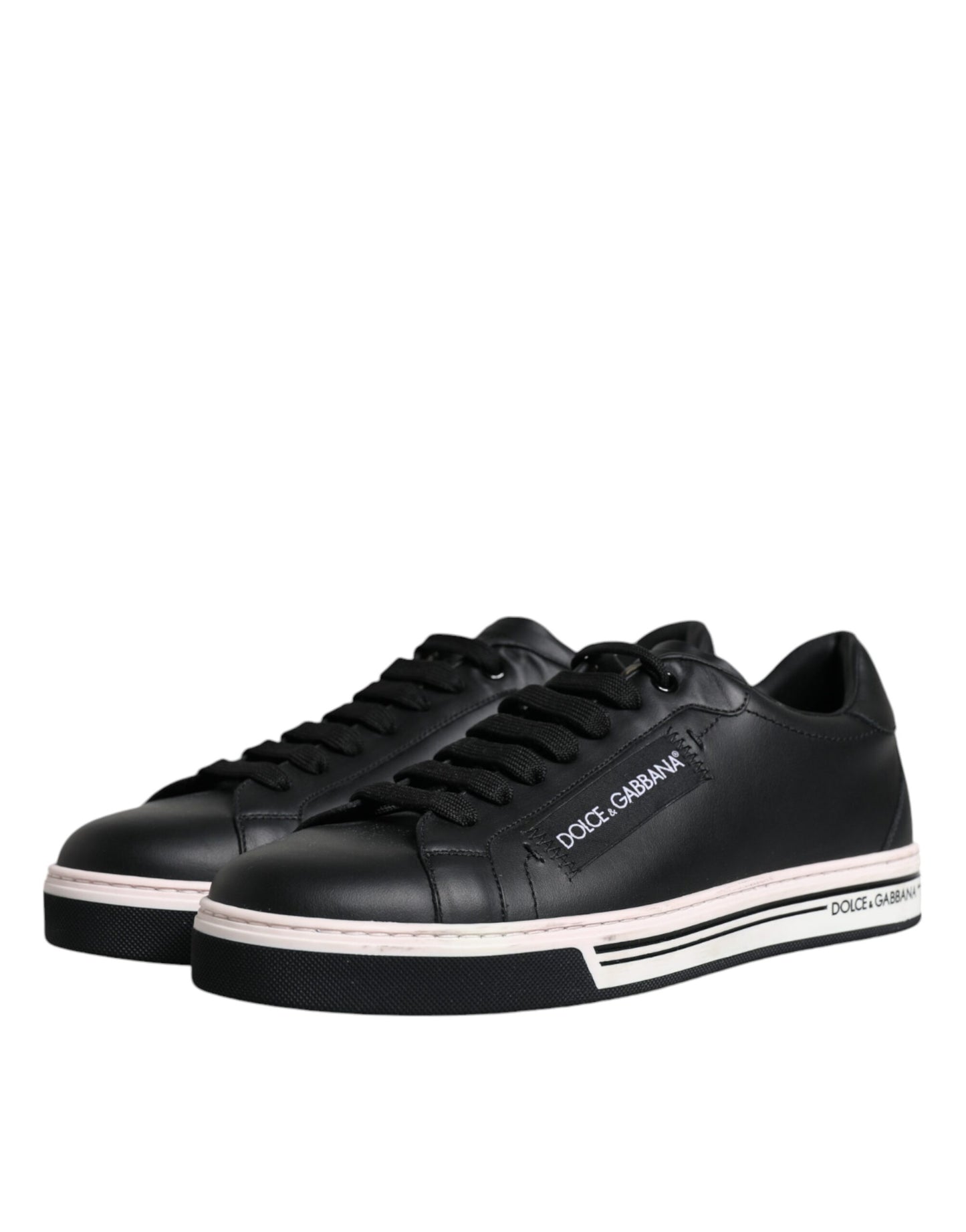 Dolce & Gabbana Black Leather Low Top Men Sneakers Shoes