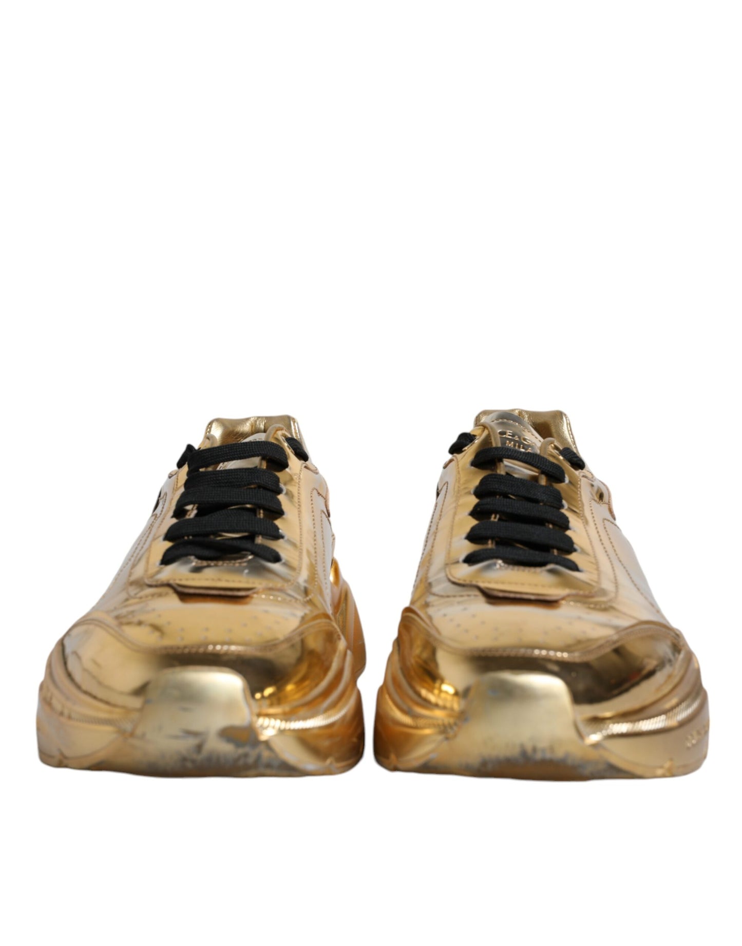 Dolce & Gabbana Gold Leather Daymaster Low Top Sneakers Shoes